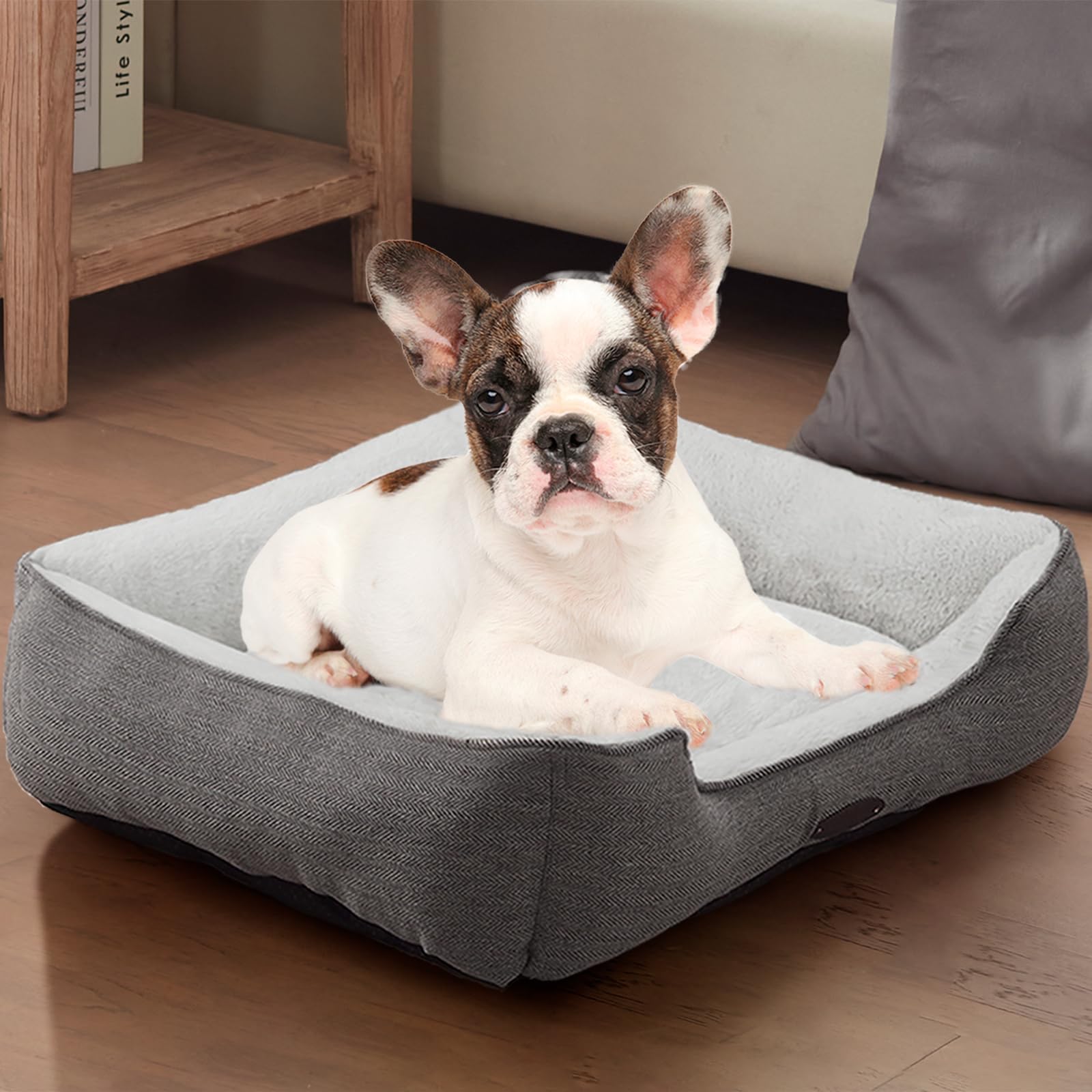 Debang Home Dog Bed For Small Dogs Breeds, Rectangular Soft Kennel Bed,Washable Deluxe Plush Dog Crate Beds, Comfy Durable Pet S
