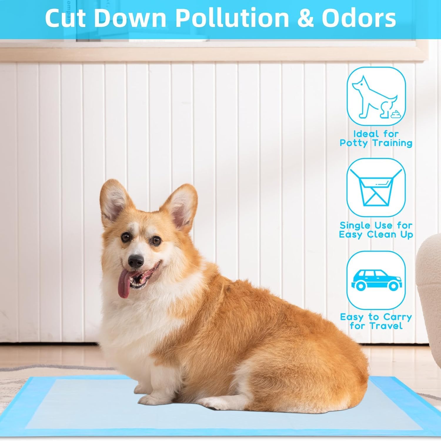 Super Absorbent Waterproof Dog And Puppy Pet Training Pad, Housebreaking Pet Pad, 200-Count Medium-Size, 23.6’’X23.6’’