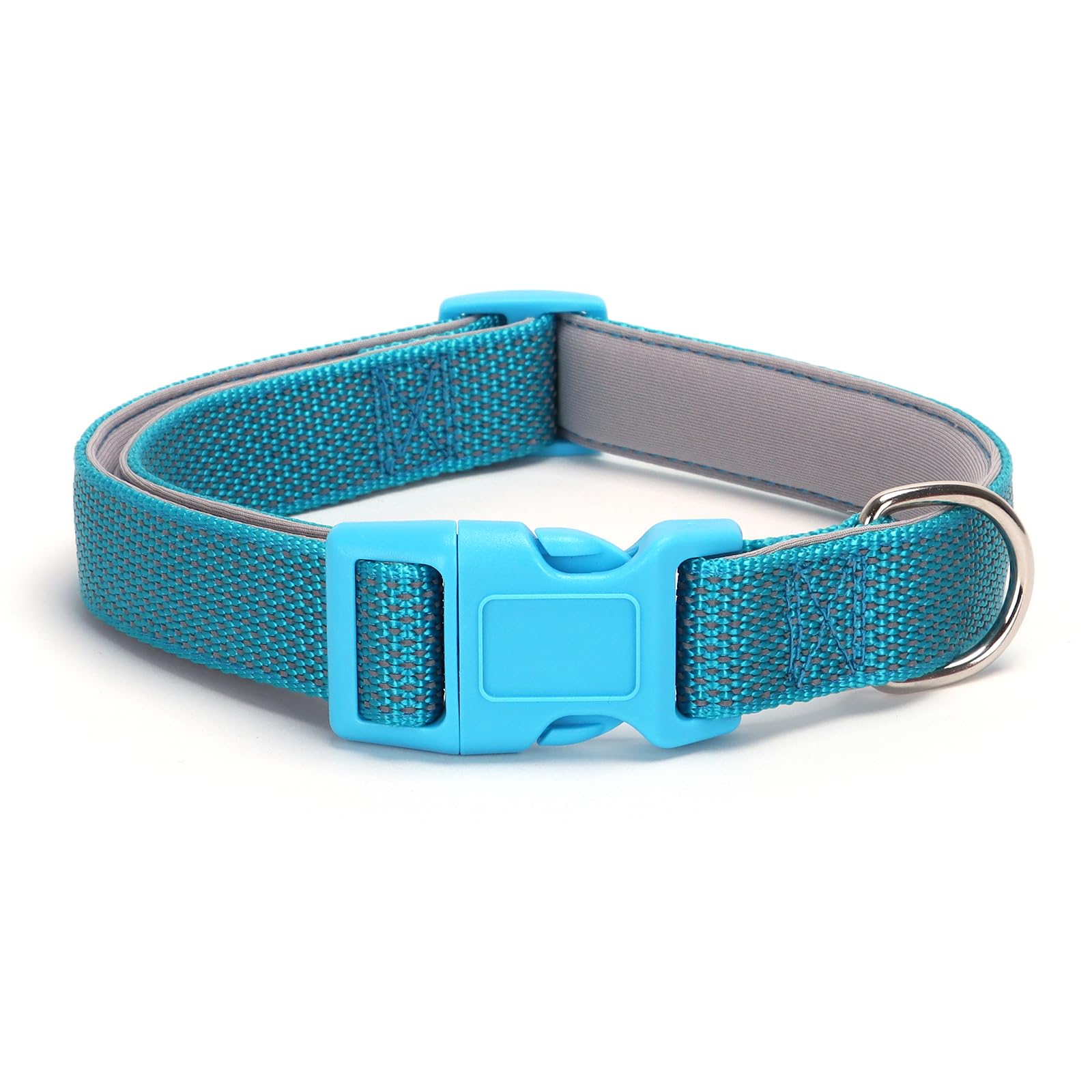 Reflective Dog Collar Padded-4 Size, Breathable Nylon Soft Neoprene Pet Collar For Small Medium And Large Dogs (Blue, L)