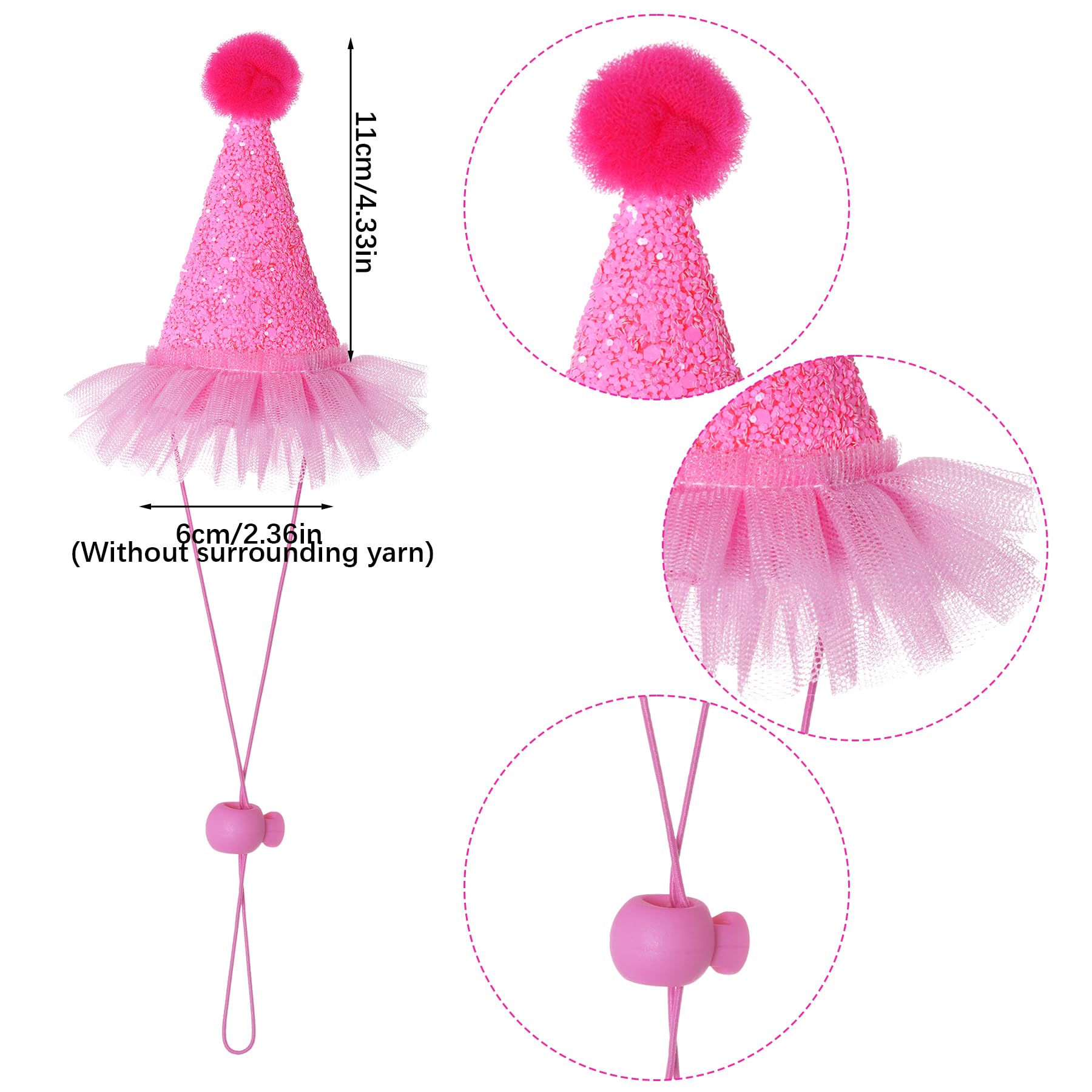 Pistha Dog Birthday Party Set - Bandana Scarf & Hat With Number For Dog Birthday Party (Pink)