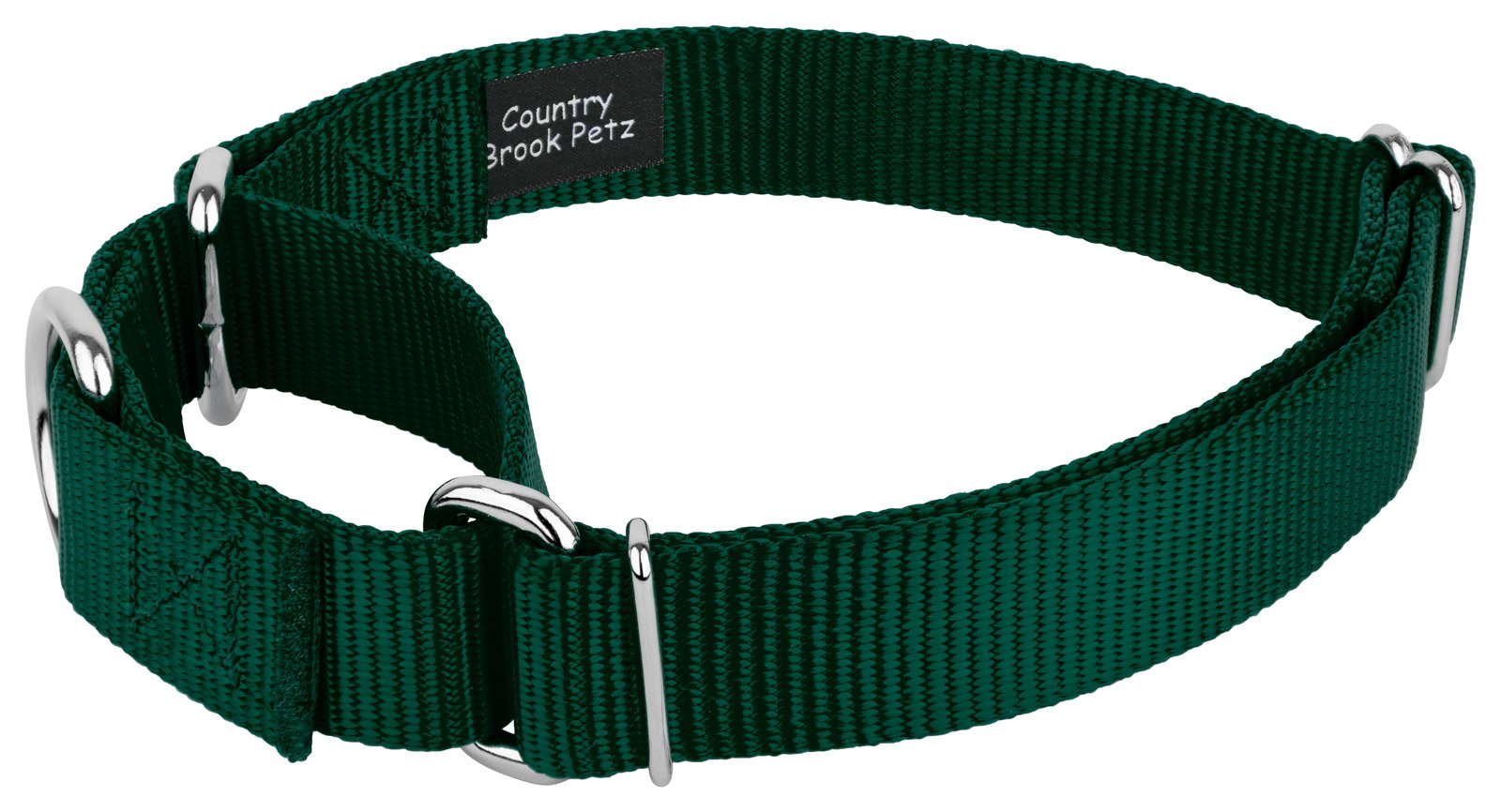 Country Brook Petz - Green Martingale Heavy Duty Nylon Dog Collar - 21 Vibrant Color Options (3/8 Inch Width, Mini)