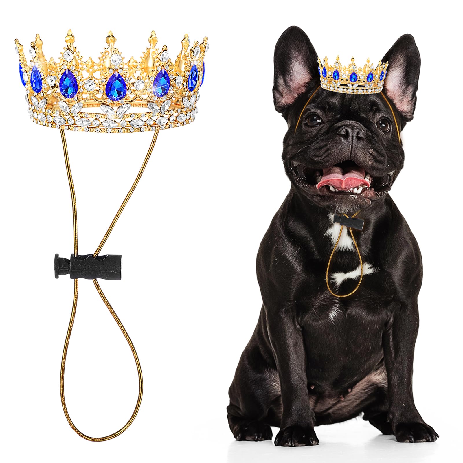 Abbylike Pet Rhinestone King Crown, Queen Crown for Halloween Costume for Small Dog Cat Cosplay Party Accessories Adoption Celeb