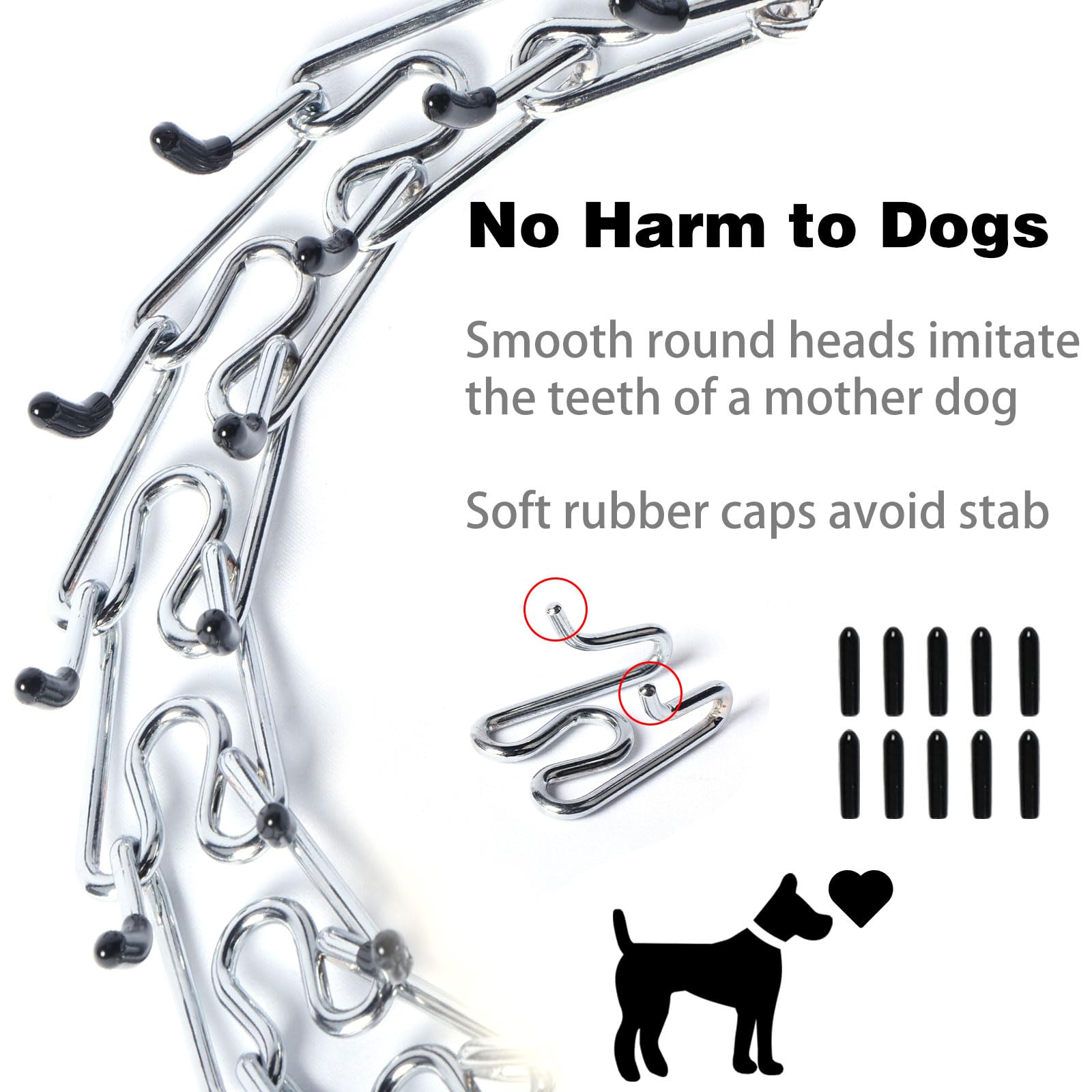 Prong Collar For Medium Large Dogs Walking Training, Adjustable Pinch Choke Correction Collar Heavy Duty Metal Spiked Anti Pull