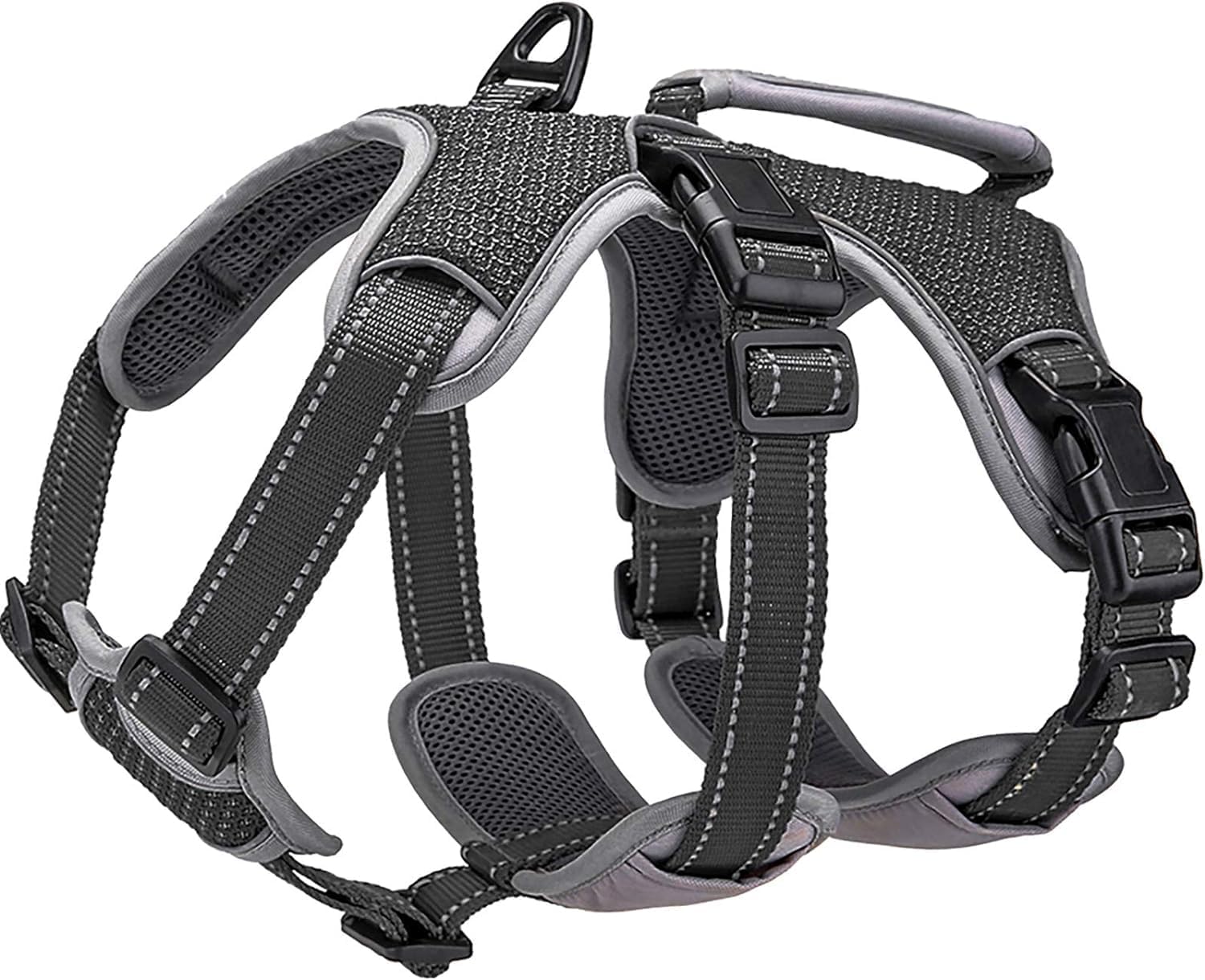 Belpro Multi-Use Support Dog Harness, Escape Proof No Pull Reflective Adjustable Vest With Durable Handle, Dog Walking Harness For Big/Active Dogs (Black, S)