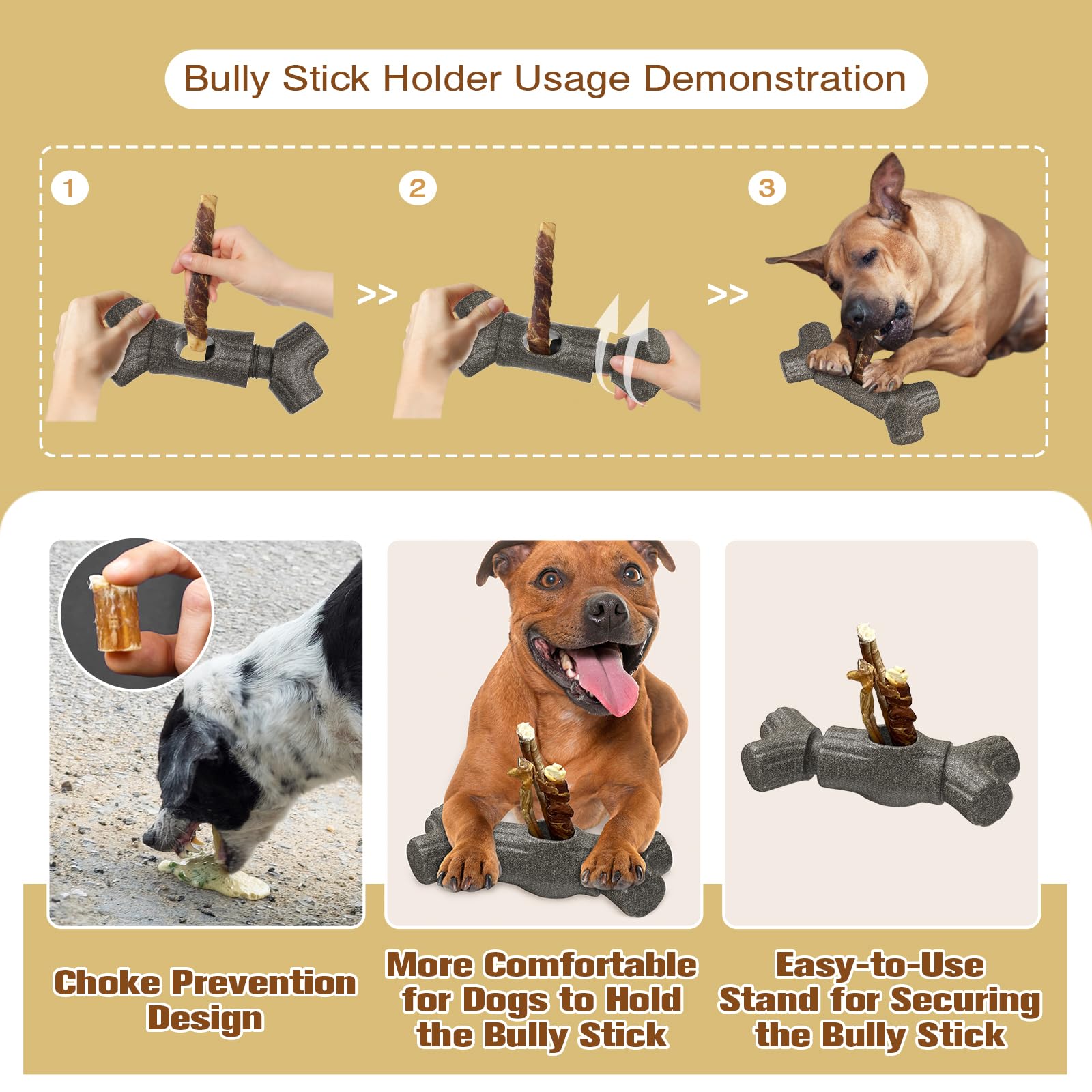 Carllg Bully Stick Holder For Dogs, Durable Chew Toy