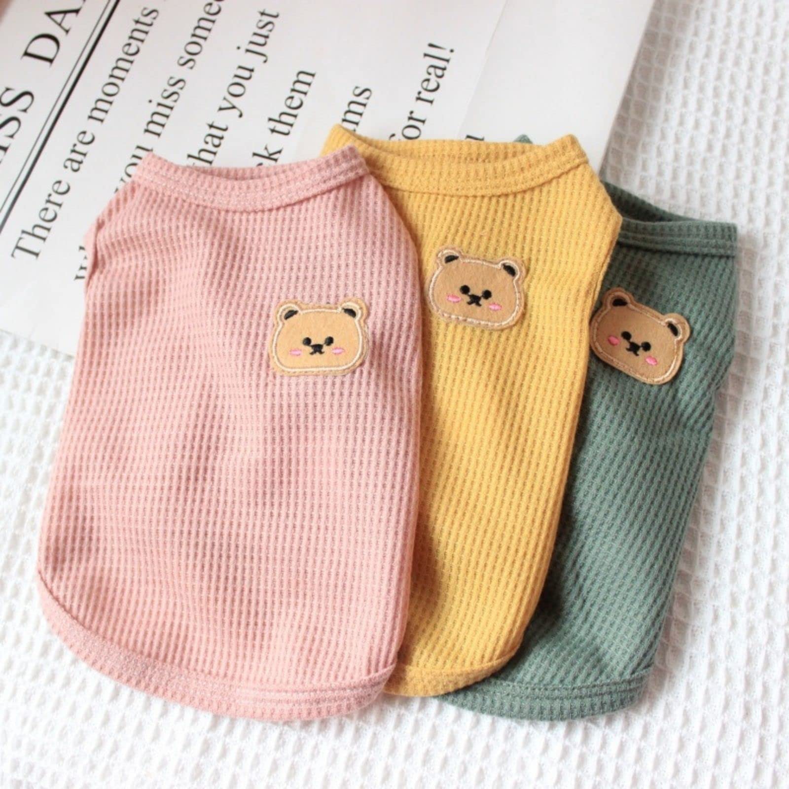 Cotton Dog Shirt Summer Lightweight Pet T-Shirts Soft Breathable Stretchy Cats Dogs Tee Shirt Sleeveless Vest Dog Apparel For Medium Small Dog Clothes 2Pcs Yellow&Green