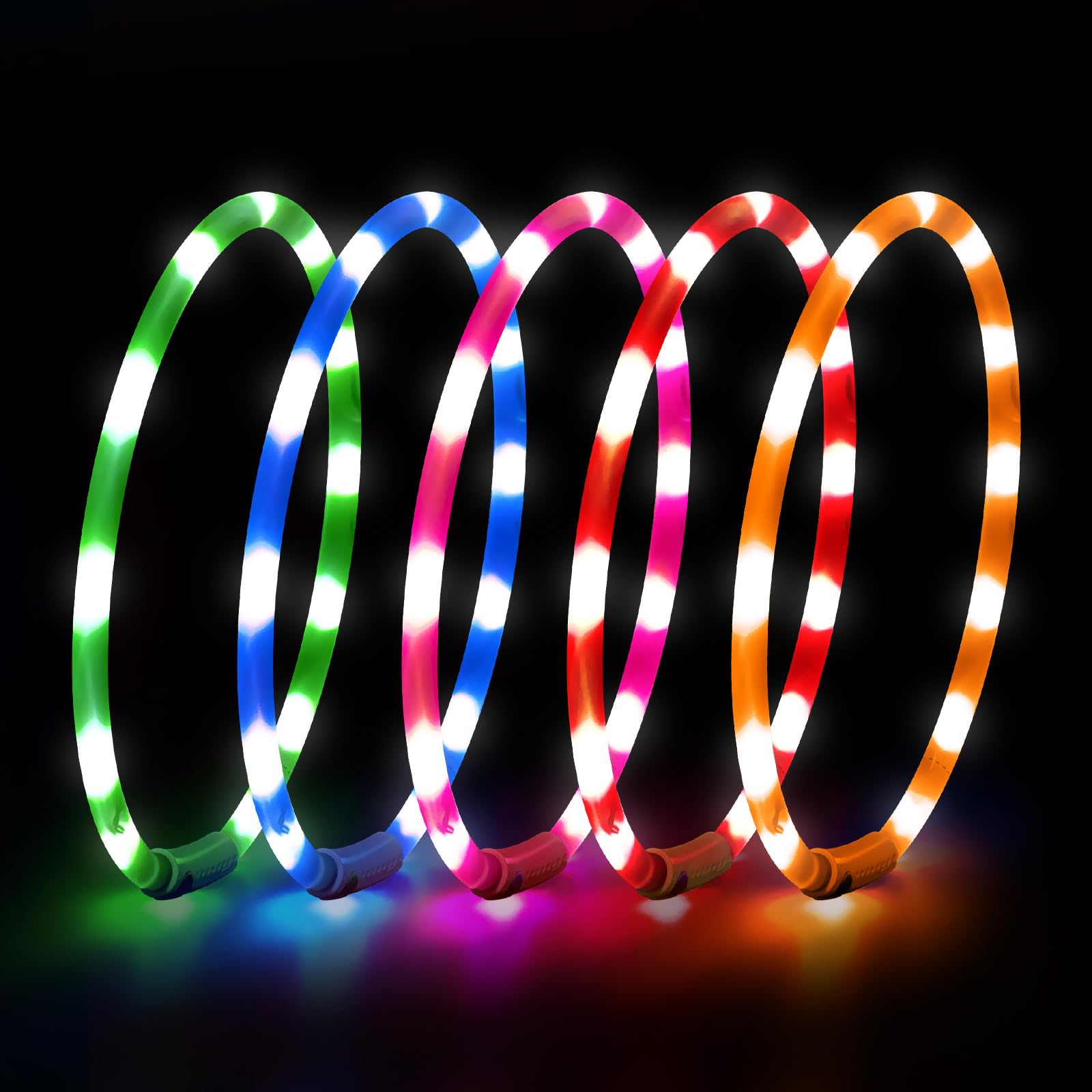 Higo Light Up Dog Collars - Rechargeable Led Dog Collar, Glowing Puppy Collar, Silicone Led Pet Collar, Flashing Dog Lights For Night Walking (Green)