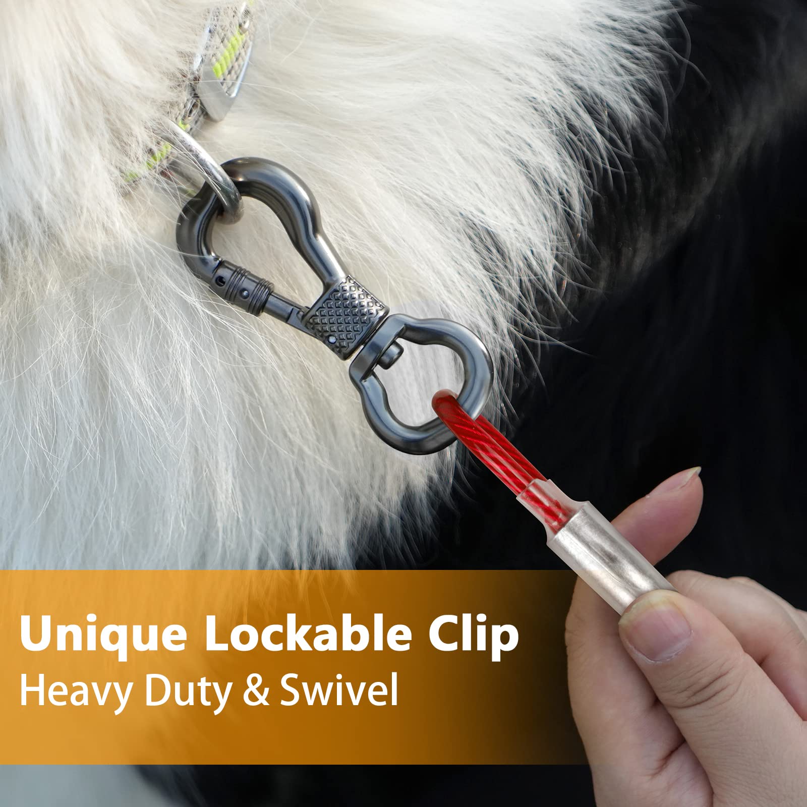 Xiaz Tie Out Cable For Dogs, 20Ft Dog Leads For Yard, Heavy Duty Dog Tie Out Cable For Large Dogs Up To 250Lbs, Durable Dog Runner Tether Line For Yard Or Camping