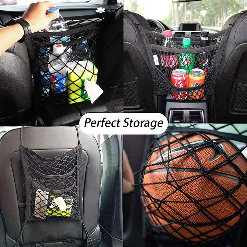 Dykeson Pet Barrier Dog Car Net Barrier With Auto Safety Mesh Organizer Baby Stretchable Storage Bag Universal For Cars, Suvs -Easy Install,Safer To Drive With Pets And Children, 3 Layer M