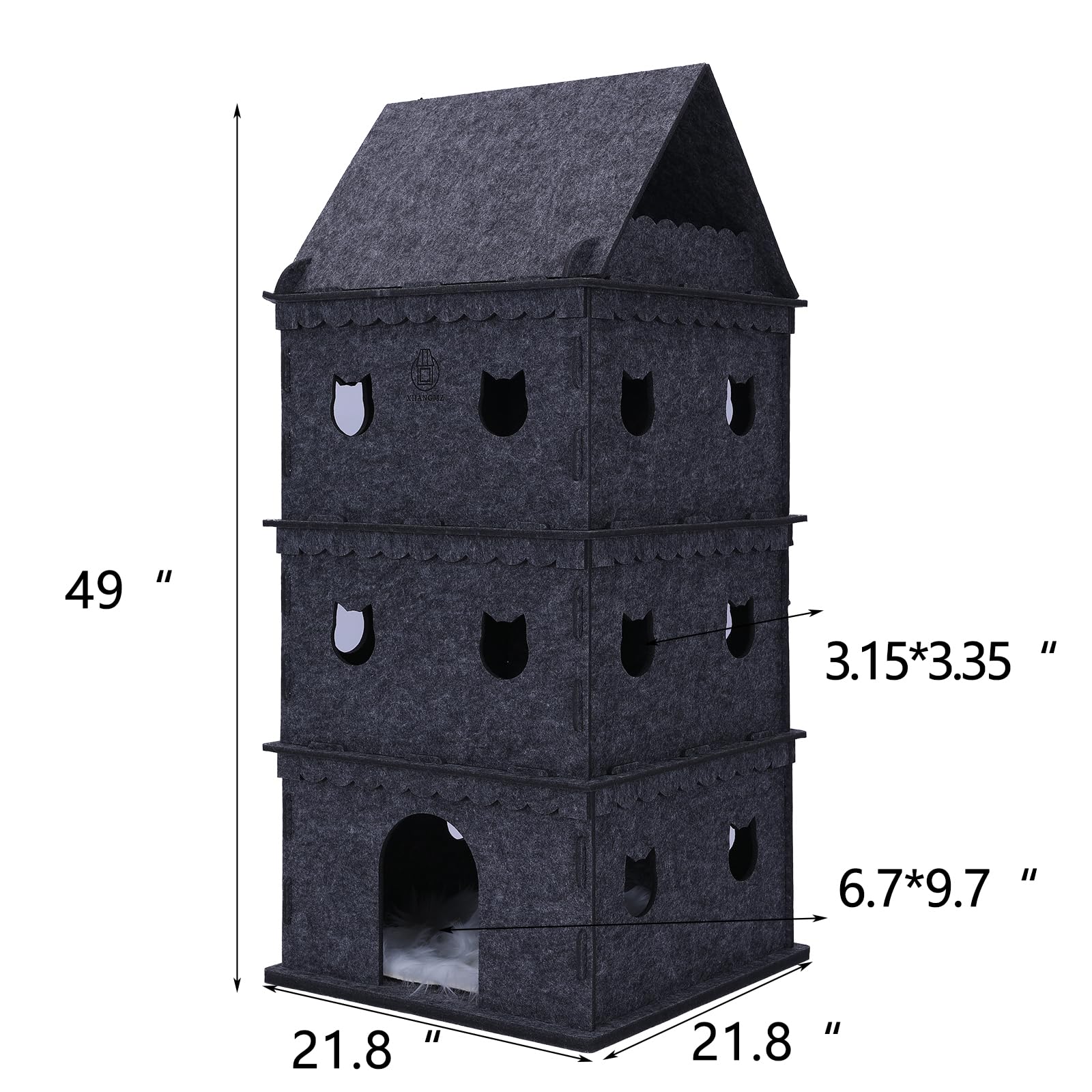 4-Storey Cat House For Indoor Cat Condos,Pet Cat Bed Hideaway Strong Castle For Multiple & Large Cats (4-Storey, 21.8''  21.8''