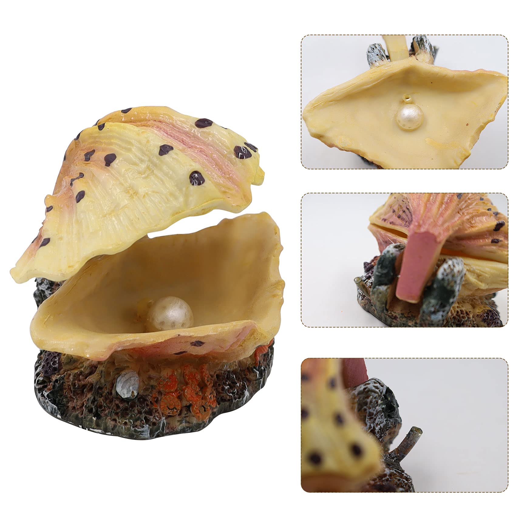Abnaok Aquarium Shell Decoration, Tropical Clam Live-Action Ornament, For Fish Tank Aerating, Aquarium Oxygenated - Shell Pearl Air Stone Bubble Decoration