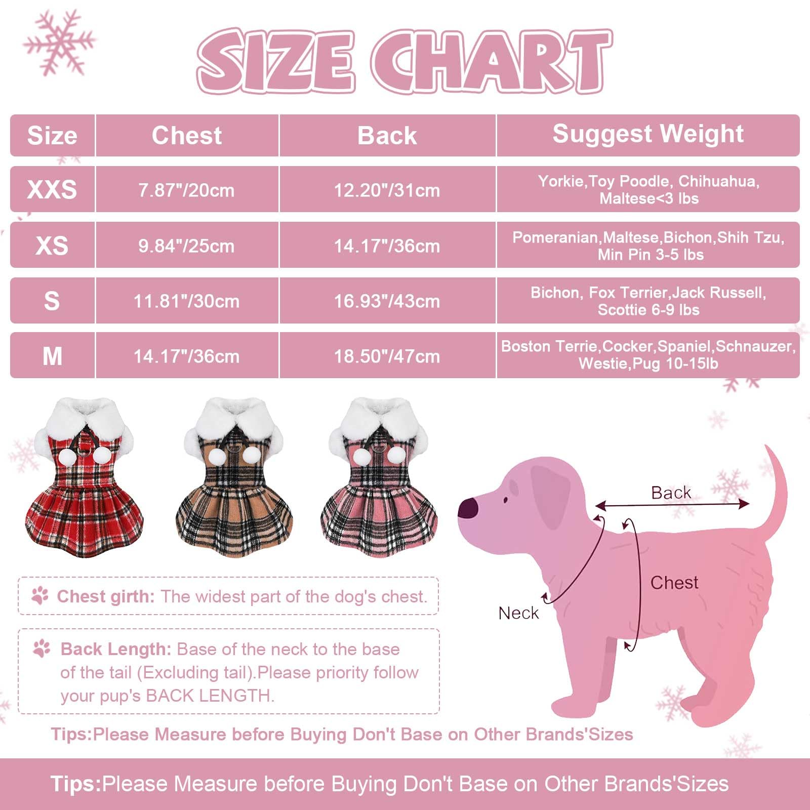 Christmas Sweater With Leash Set D Ring Plaid Fleece Clothes For Small Dogs Girl Boy Winter Pet Dress, Cold Weather Coat Fall Xx