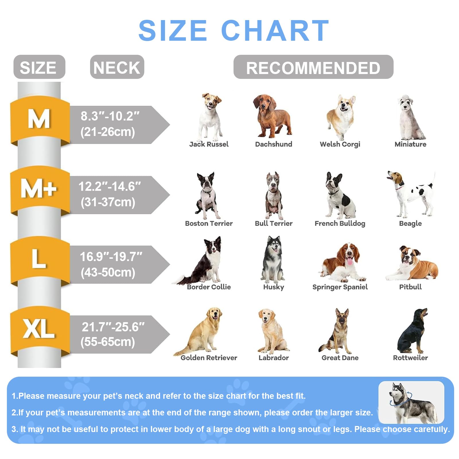 Inflatable Dog Cone, Soft Dog Cone After Surgery, for M M+ L XL Dogs, with Detachable Anti Licking Shield and Inflator, 2 in 1 A