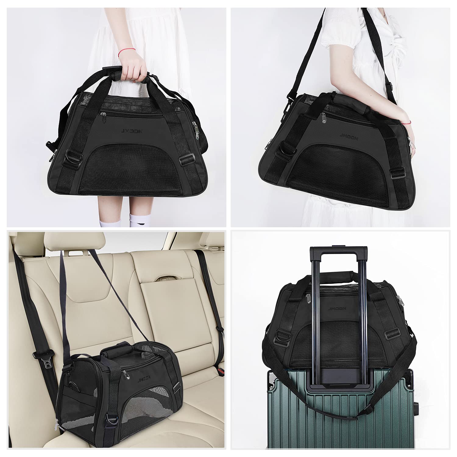 Jmoon Cat Carrier Soft-Sided Airline Approved Pet Carrier Bag,Pet Travel Carrier For Cats,Dogs Puppy Comfort Portable Foldable P