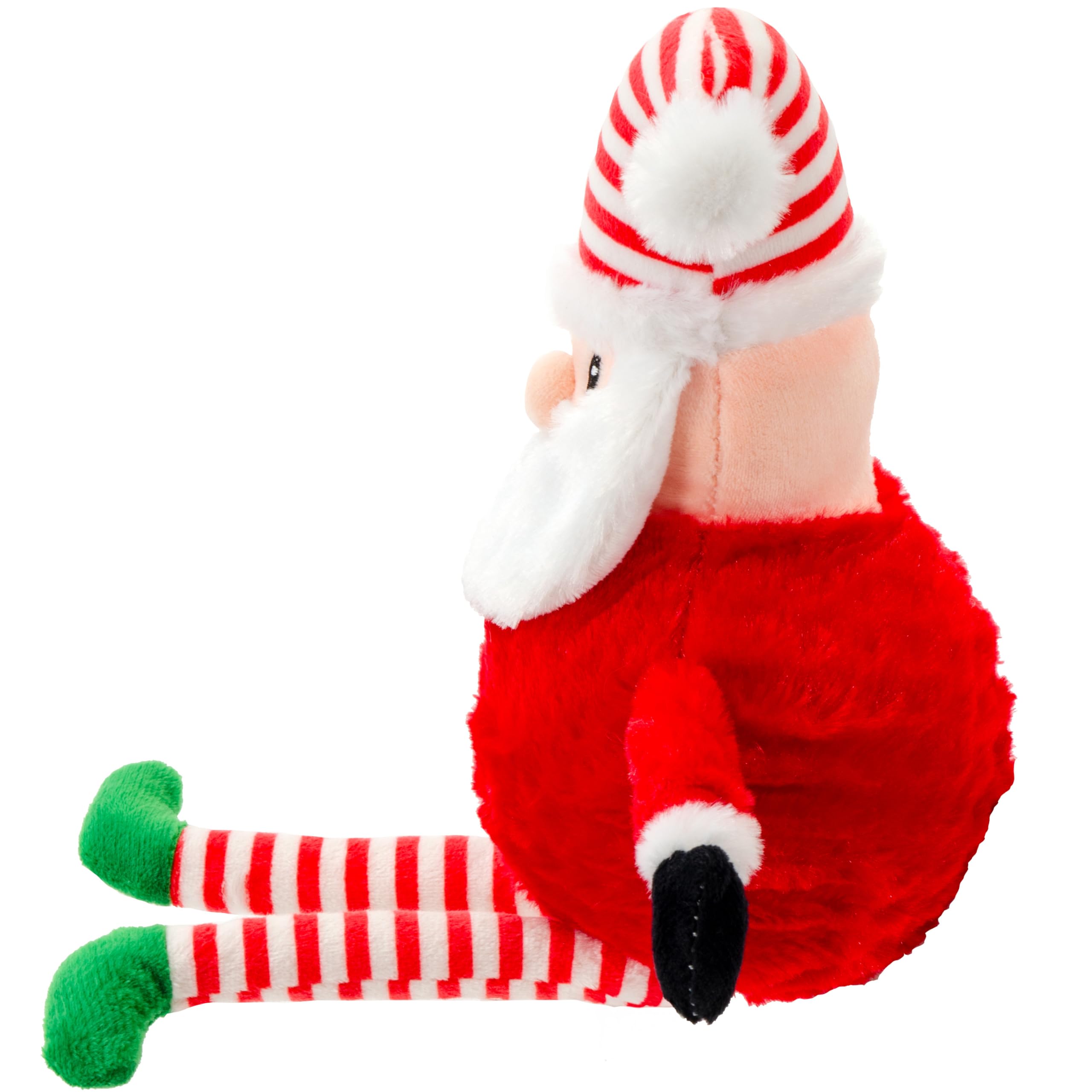 Giftable World Holiday Plush Pet Toy Fun For Christmas Designs With Squeaker Dog Chew Toy (13'' Long Legs Santa W/Squeaky Ball)