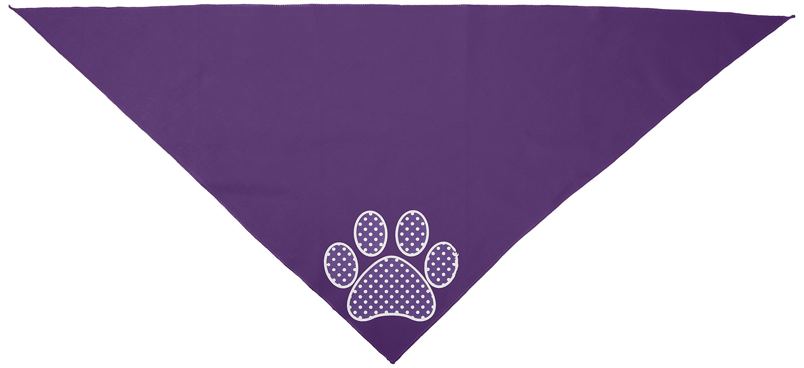 Pet and Dog Bandana Screen Printed, &quot;Purple Swiss Dot Paw&quot; Purple Large