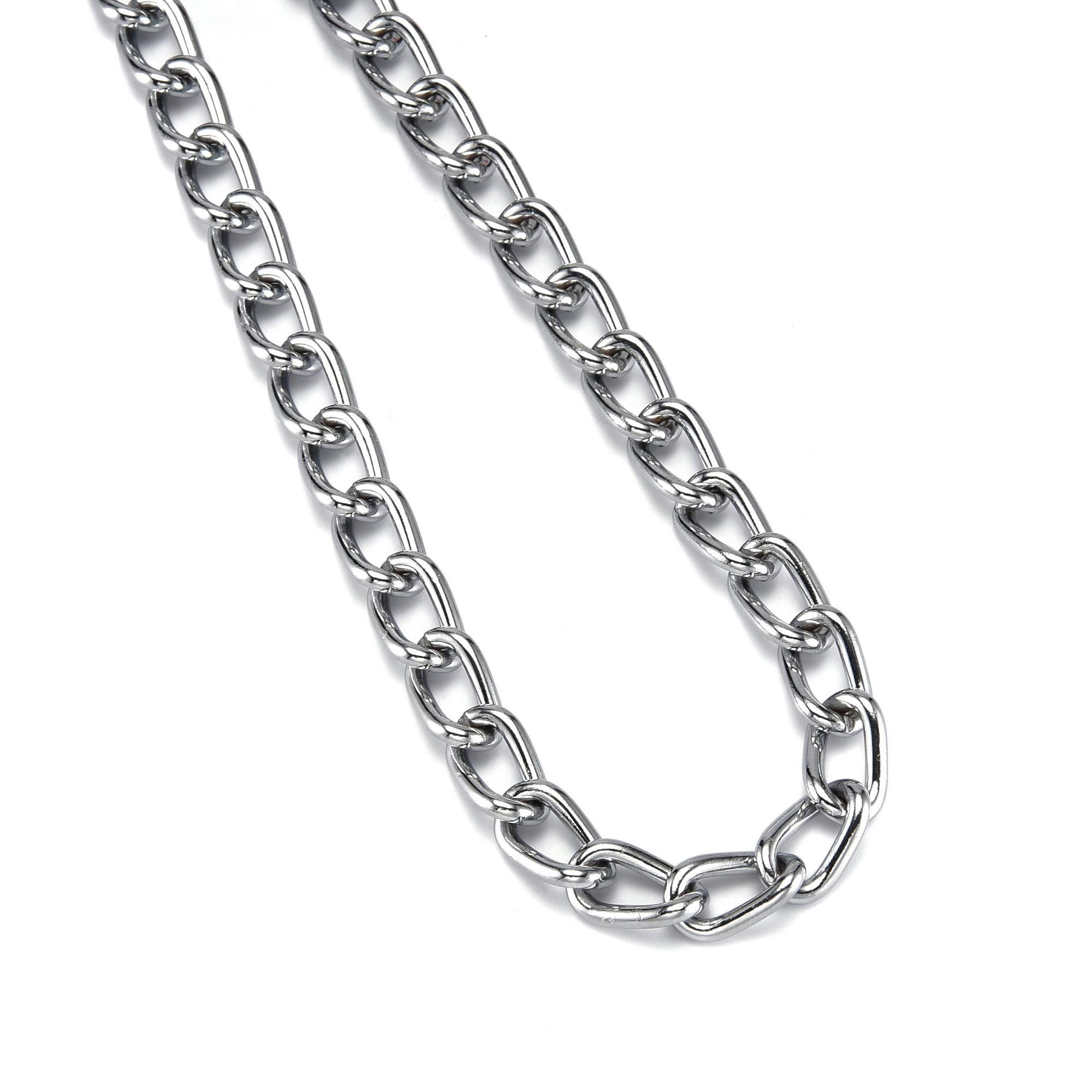 Filhome Metal Dog Leash Chew Proof Dog Chain Leash 4Ft Heavy Duty Sturdy Pet Dog Leash With Red Padded Handle For Large Medium Dogs