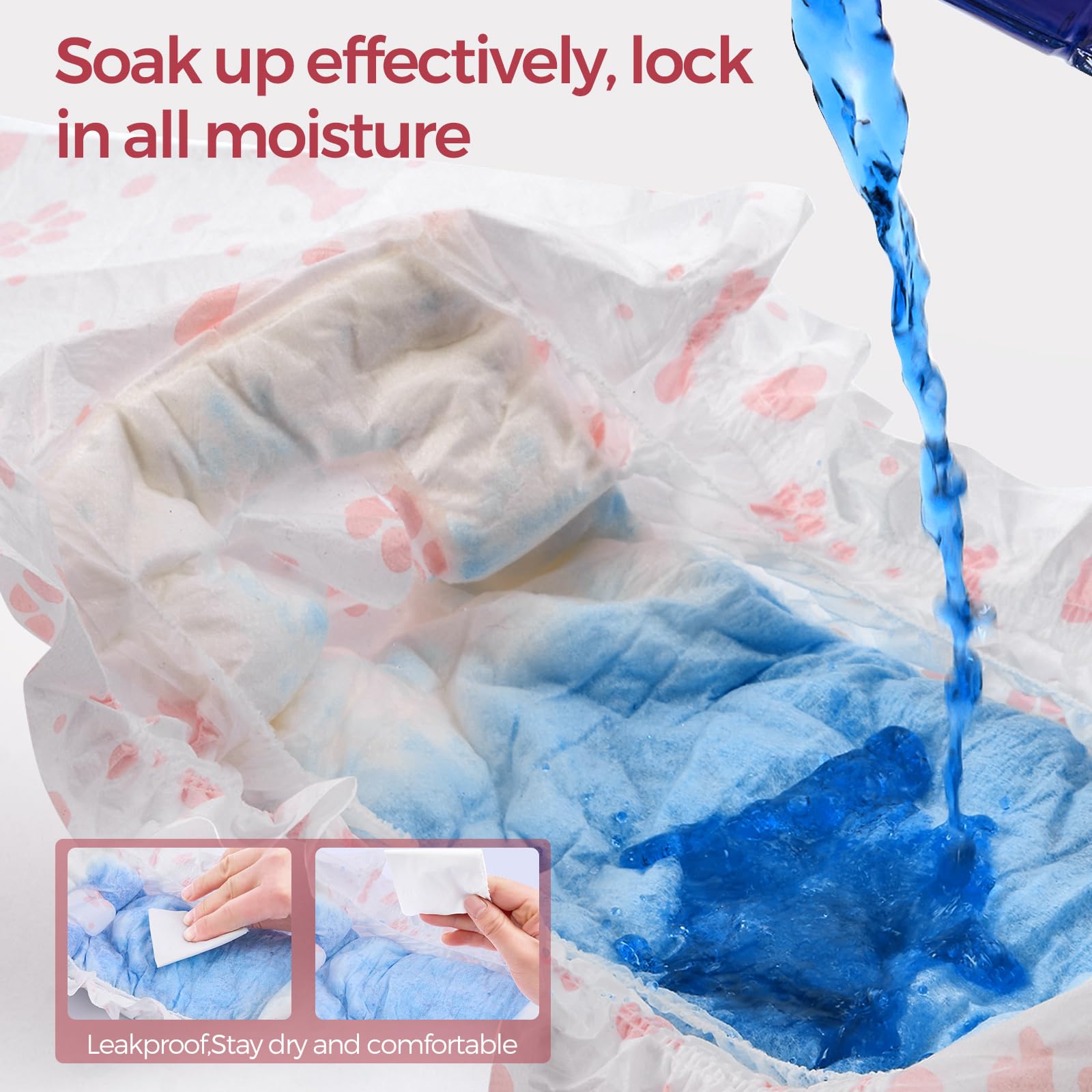 Bestle Disposable Female Dog Diapers, 40 Count, L (Waist 26.8   -29.5   ), Wetness Indicator, Ultra Protection, Leak Proof, Supe