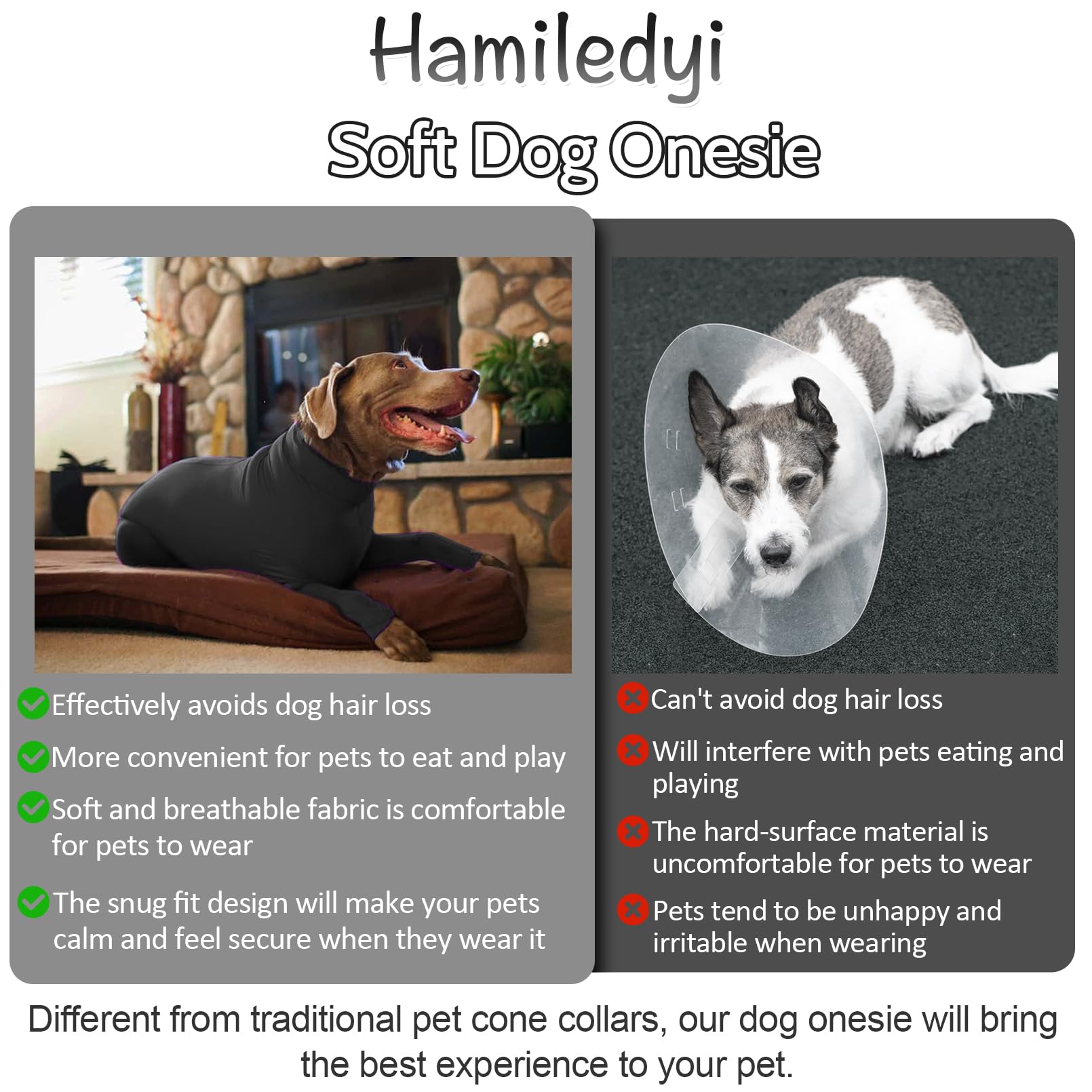 Hamiledyi Dog Onesie Anti-Licking Dog Bodysuit Spay Surgical Recovery Suit for Dogs Pet Cone Alternative After Surgery Full Body