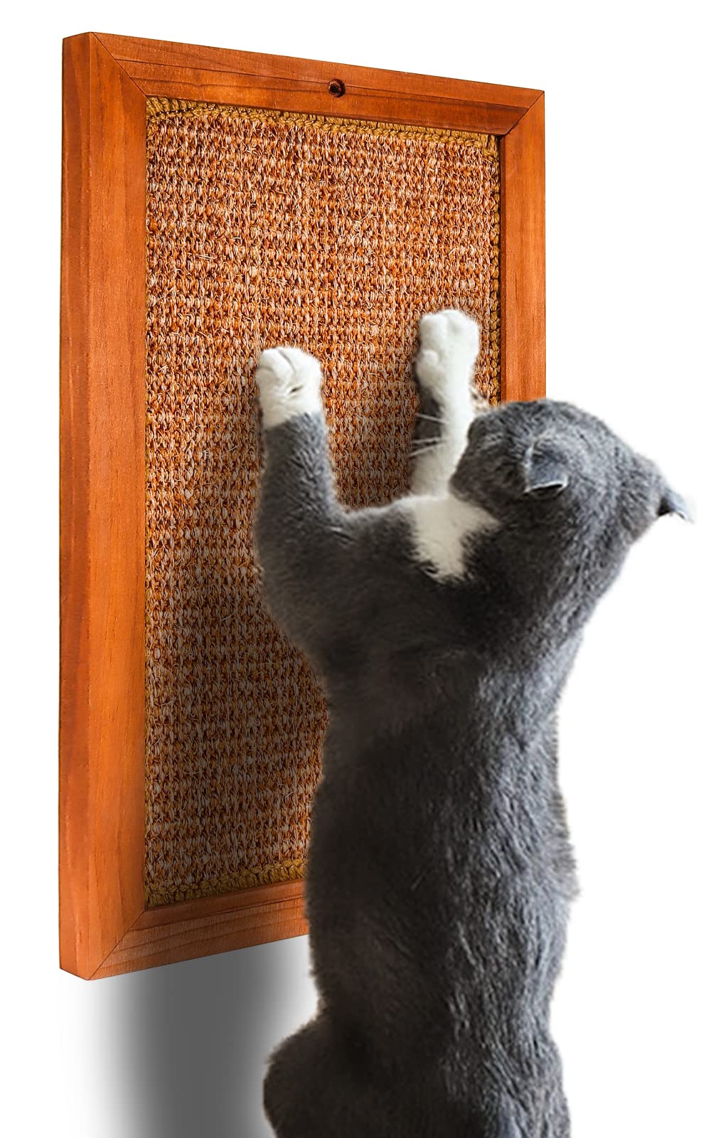Lsaifater Large Cat Scratching Post For Indoor Cats - Wooden Sisal Cat Wall Scratcher, Vertical Floor Or Wall Mounted Cat Scratc