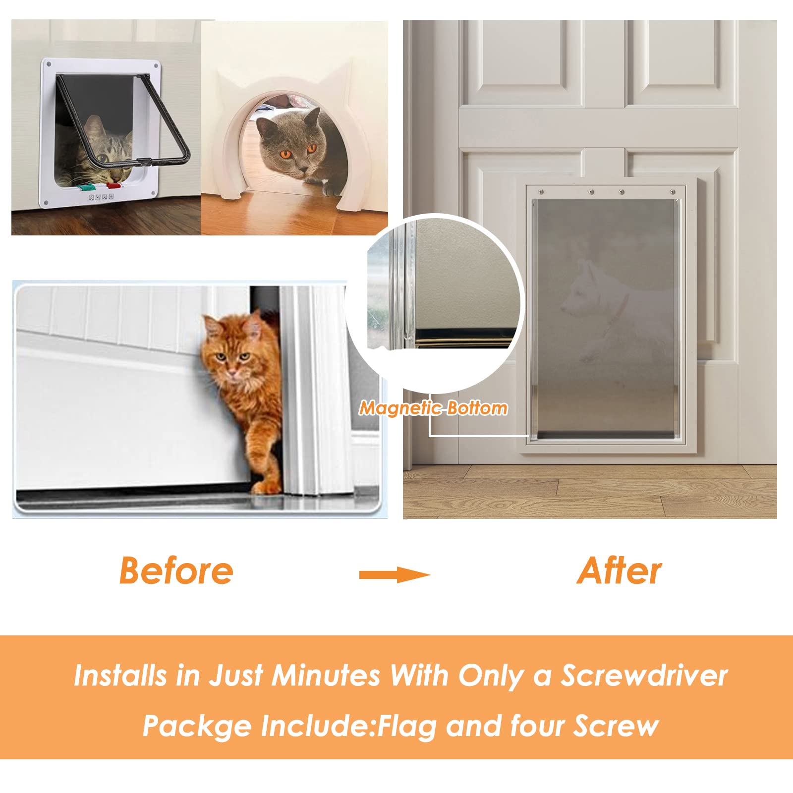 Dog Door Replacement Flaps With Screw, Medium Pet Door Replacement Flap Compatible With Petsafe Freedom Pac11-11038, Weather-Proof & No Warped For Medium Dogs, Cat Doggie Flaps,12 7/8'' ?8 1/8''