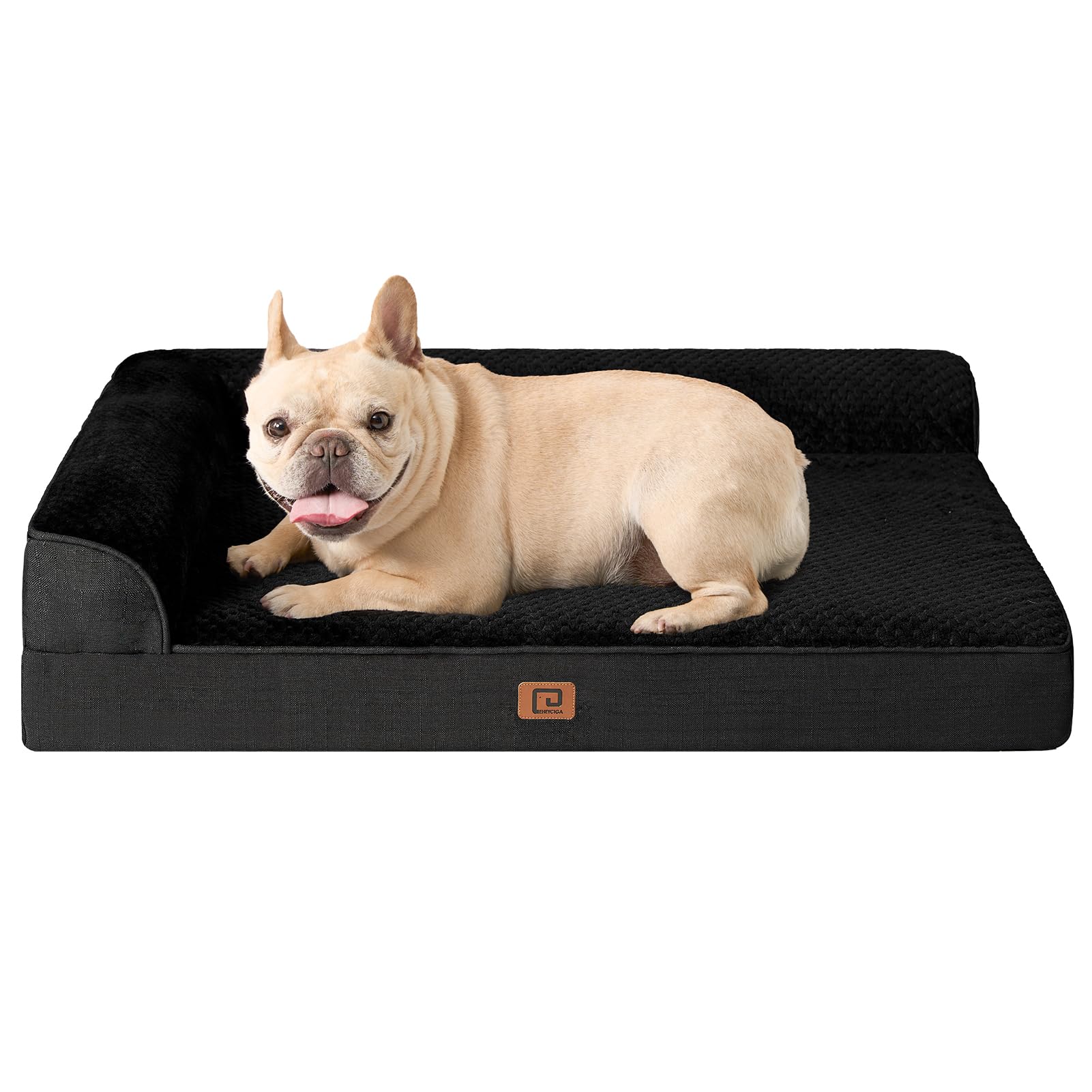 Eheyciga Memory Foam Dog Bed Medium Sized Dogs, Waterproof Dog Bed Orthopedic With Washable Removable Cover, Non-Slip Pet Bed Couch For Crate, 30X20X6 Inches, Black