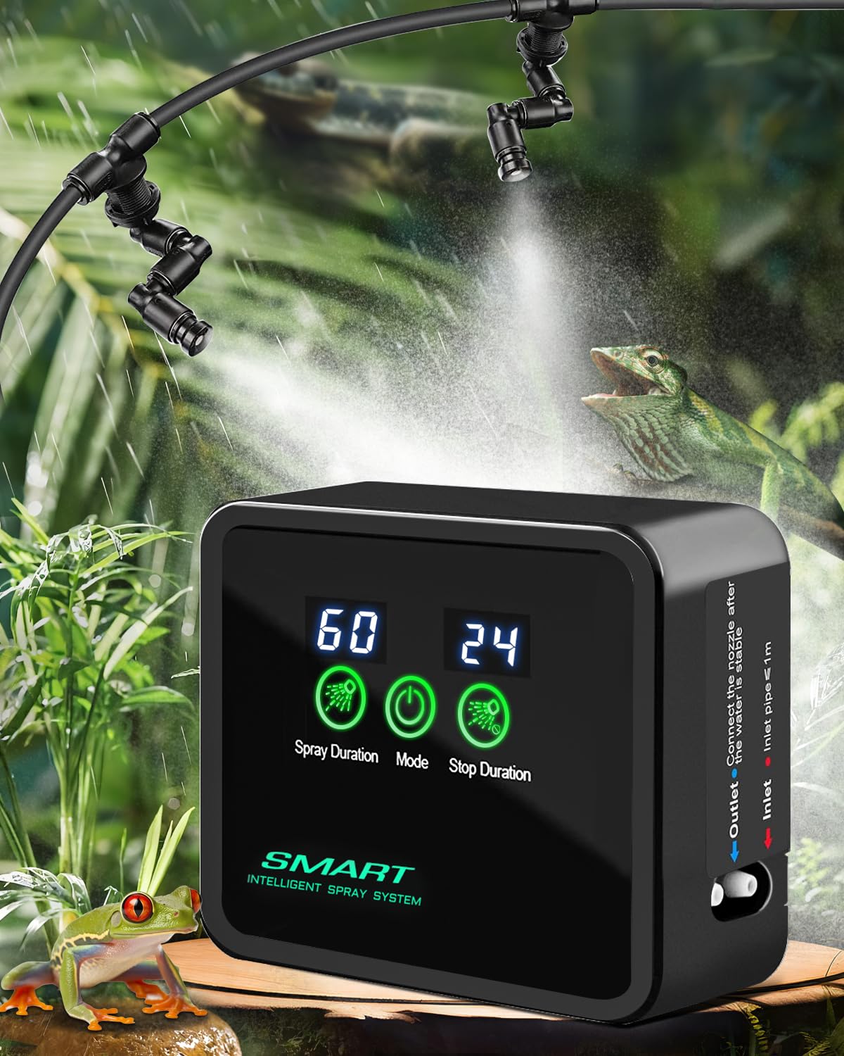 Ycxydr Reptile Humidifier Smart Misting System, 360? Adjustable Nozzles, Touch 1st Gen, Polyresin, Automatic with Timer