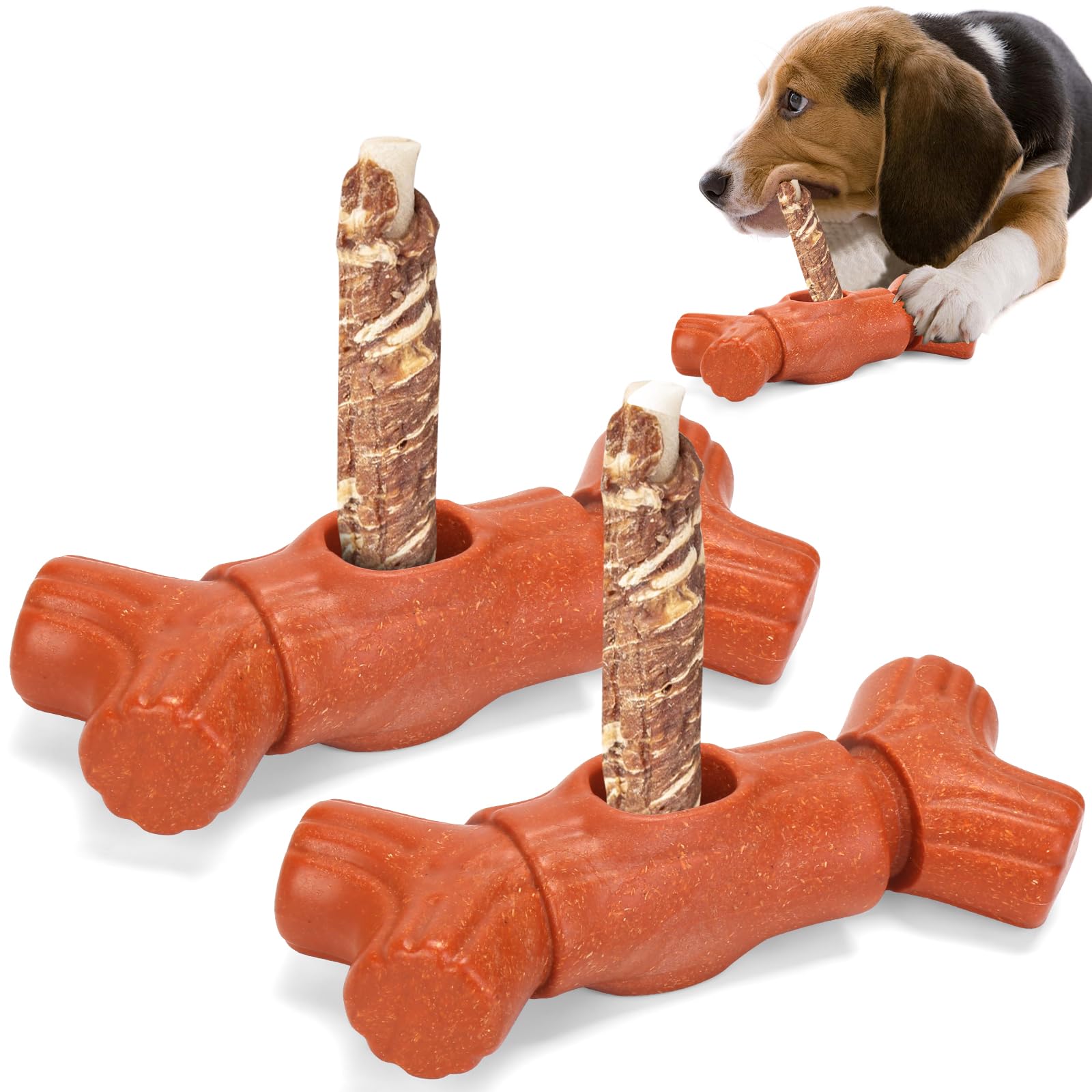 Gearroot Bully Stick Holder For Dogs,Interactive Dog Bone Holder Safety Device To Prevent Choking Fits Various Bone Sticks, 2 Pa