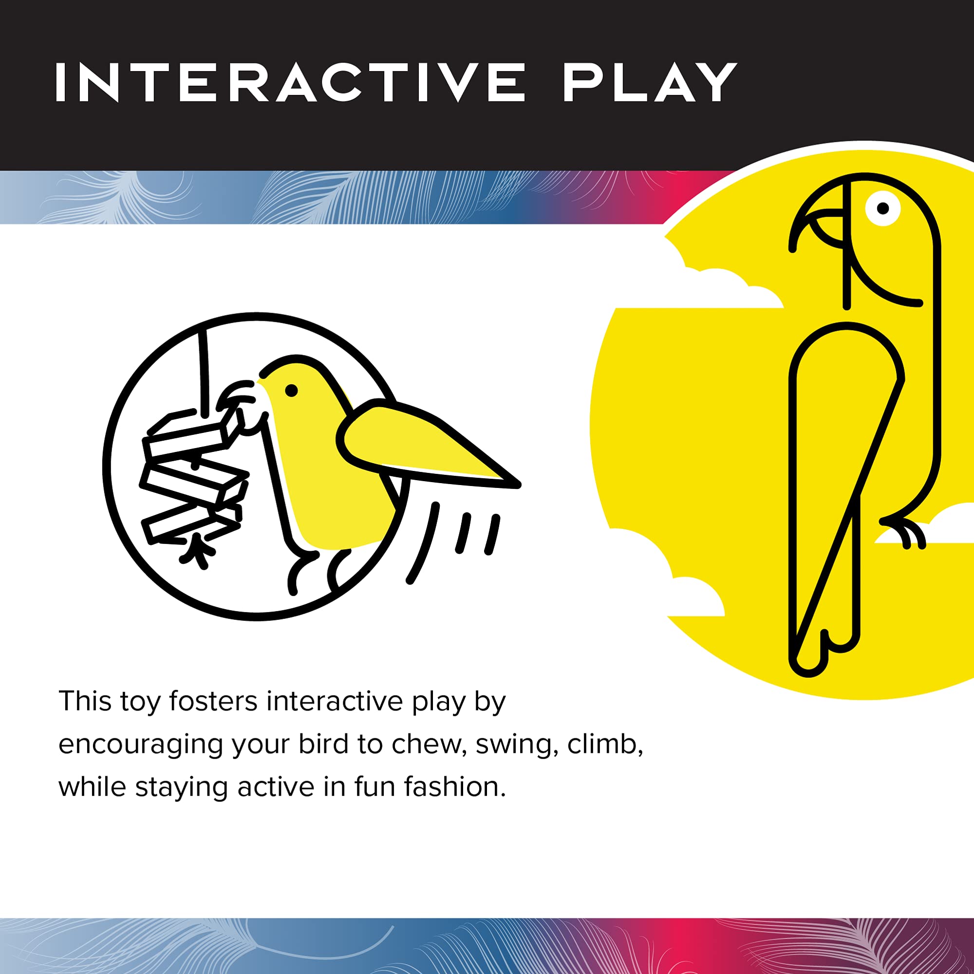 Featherland Paradise | Multi-Colored Zig Zag Chew | Bird Toys For Large Birds