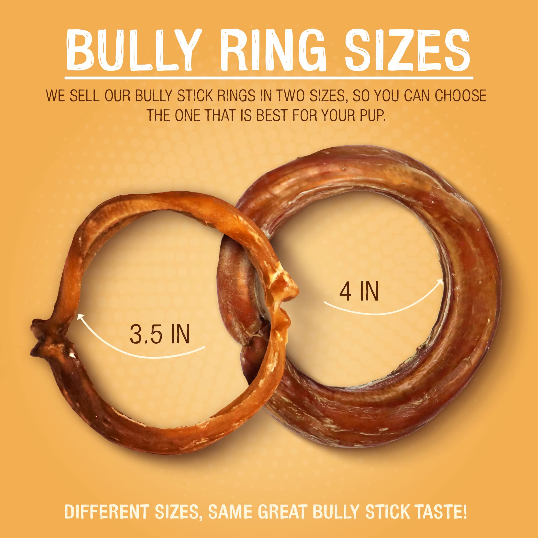 Pawstruck All-Natural 4 Bully Stick Rings for Dogs - Rawhide-Free, 100% Beef, Single Ingredient Dental Chew Bones - Fully Digest