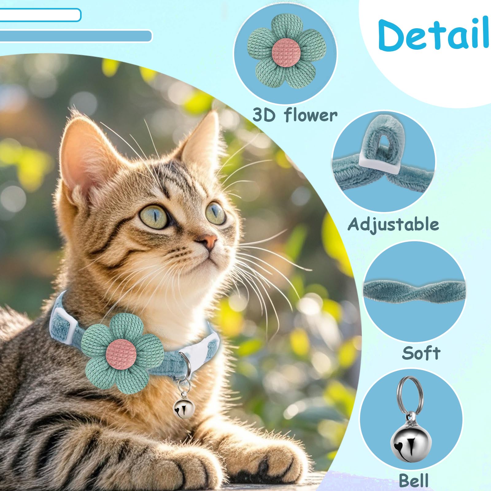 Breakaway Cat Collars With Bells, Muzieba Kitten Collar For Girl Boy Adjustable Safety Kitty Collars For Cats Puppy And Small Pe