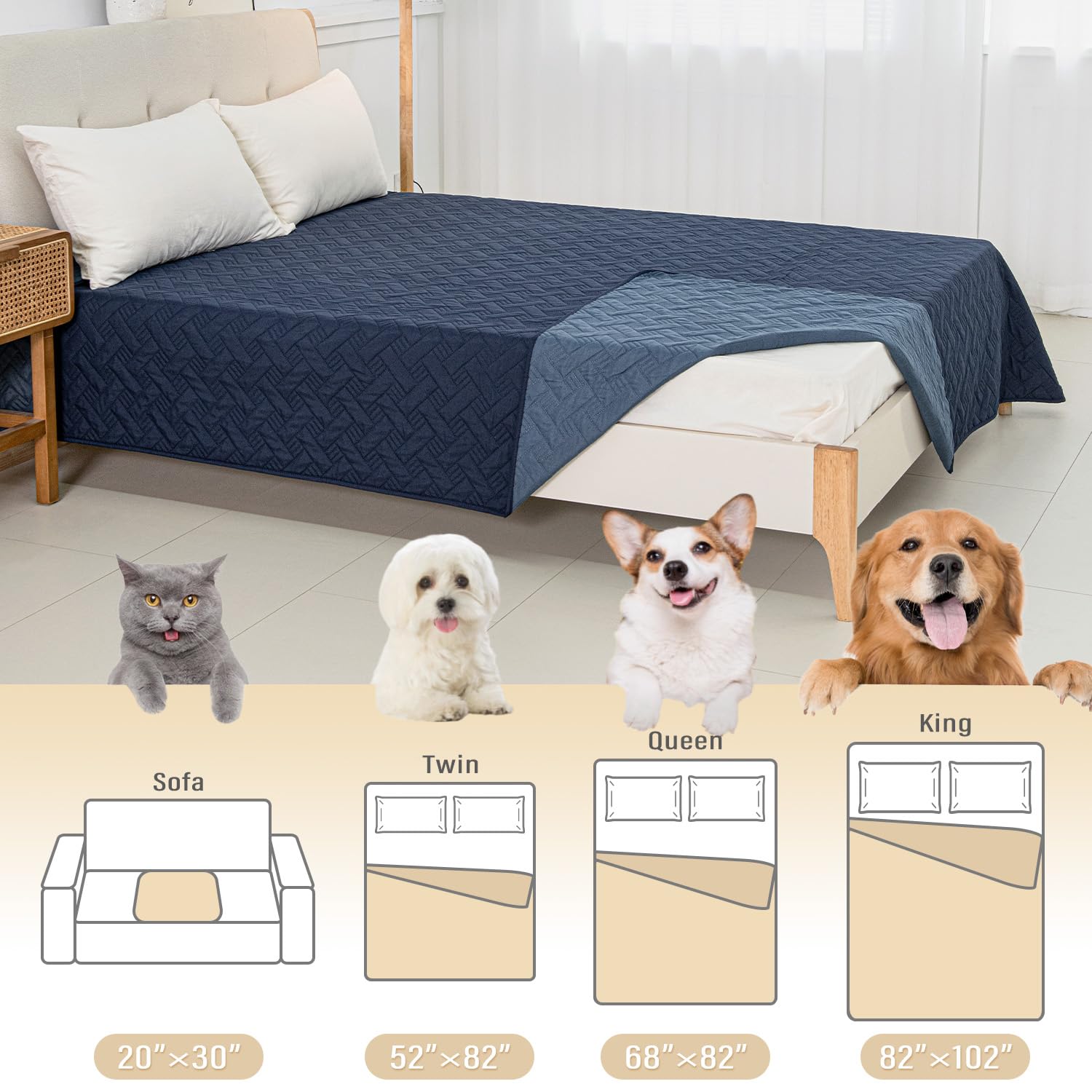 Dog Bed Cover for Pets - Blankets Rug Pads for Couch Protection Waterproof Bed Covers Dog Blanket Furniture Protector Reusable C