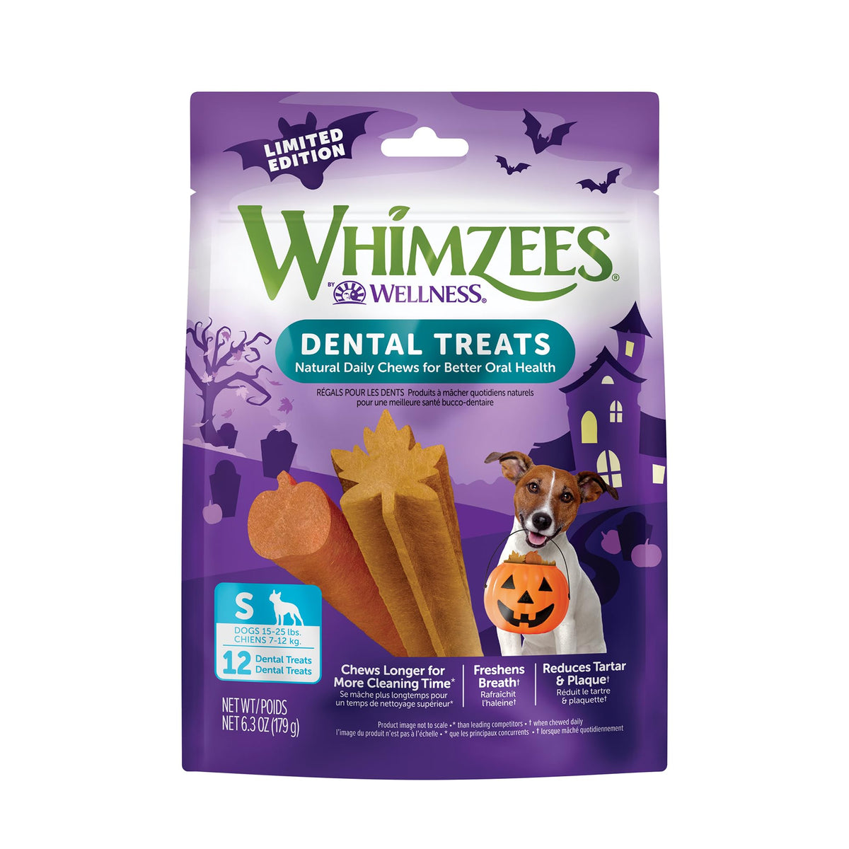 Wellness Whimzees Fall Dog Dental Treats, Autumn Natural Chews, Halloween Gift For Dogs, Small Size Stick, (12 Count)