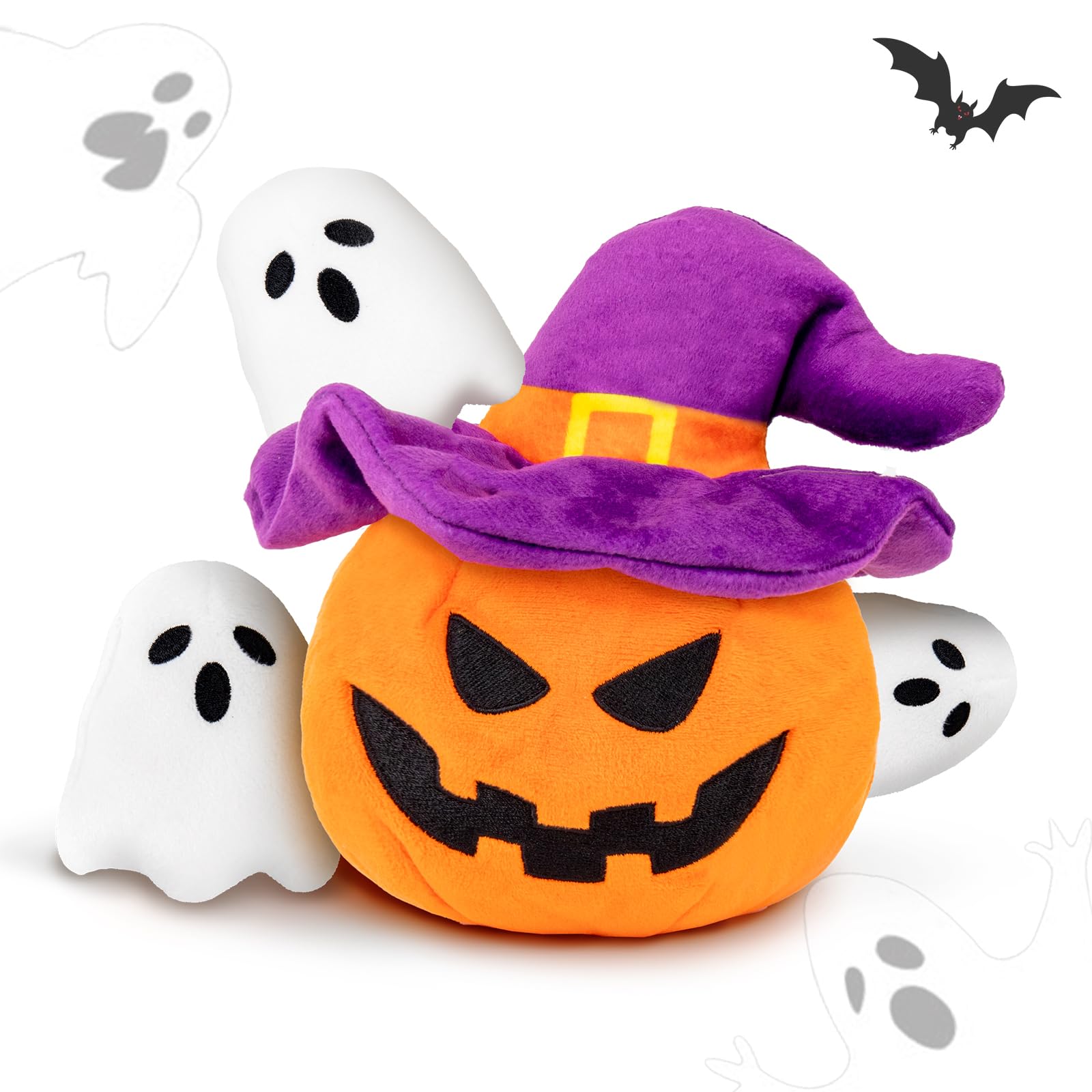 lilfrd Halloween Dog Toy - Pumpkin & Ghosts Dog Halloween Toys, Squeaky Plush Dog Toy, Halloween Dog Toys Gifts for Small Medium