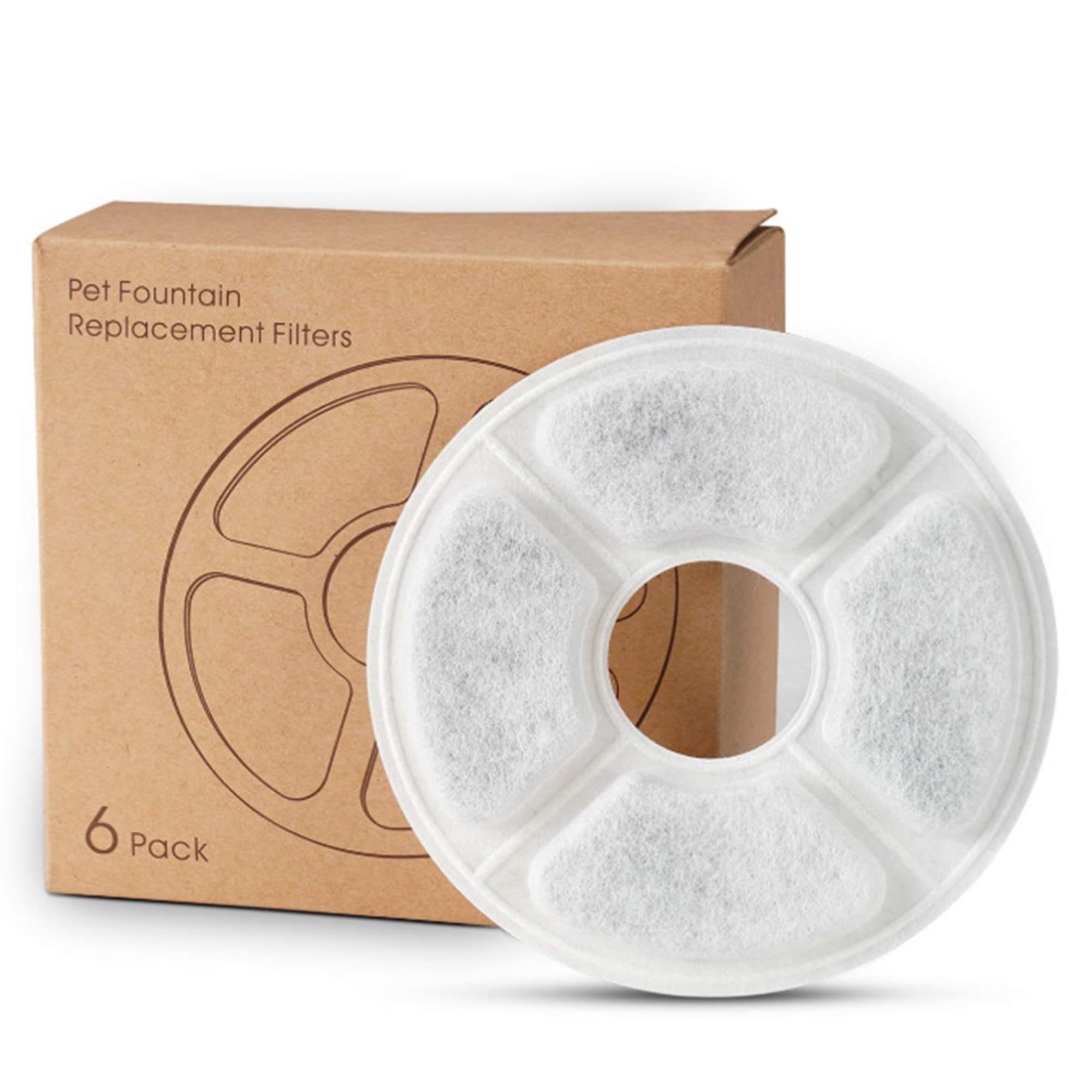 Cat Water Fountain Filters, 6 Pack Cat & Dog Fountain Replacement Filters With Paper Box, Pet Fountain Filter Fit For 61Oz/1.8L 