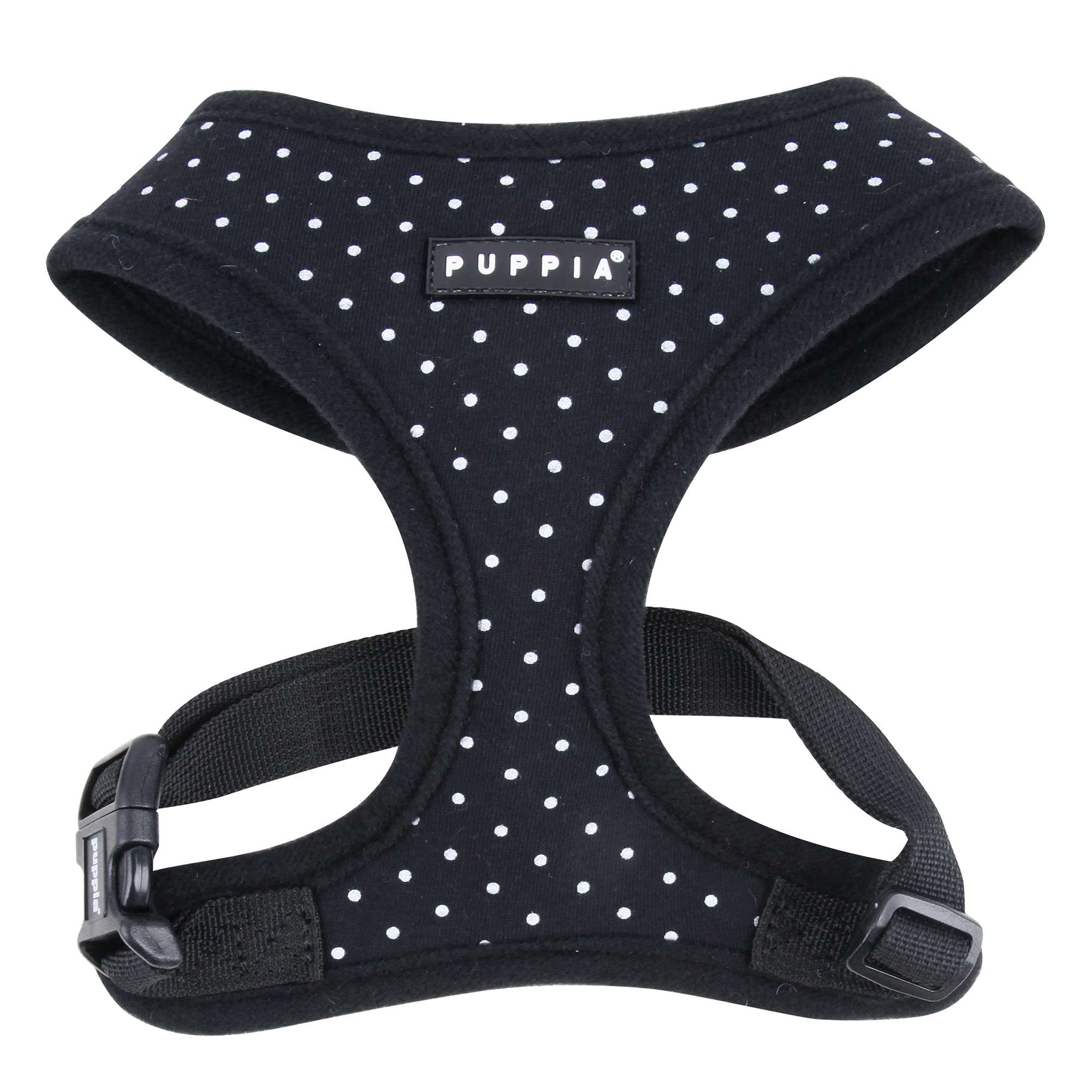 Puppia Dotty Dog Harness Over-The-Head No Pull No Choke Walking Training Adjustable For Small & Medium Dog, Large, Black