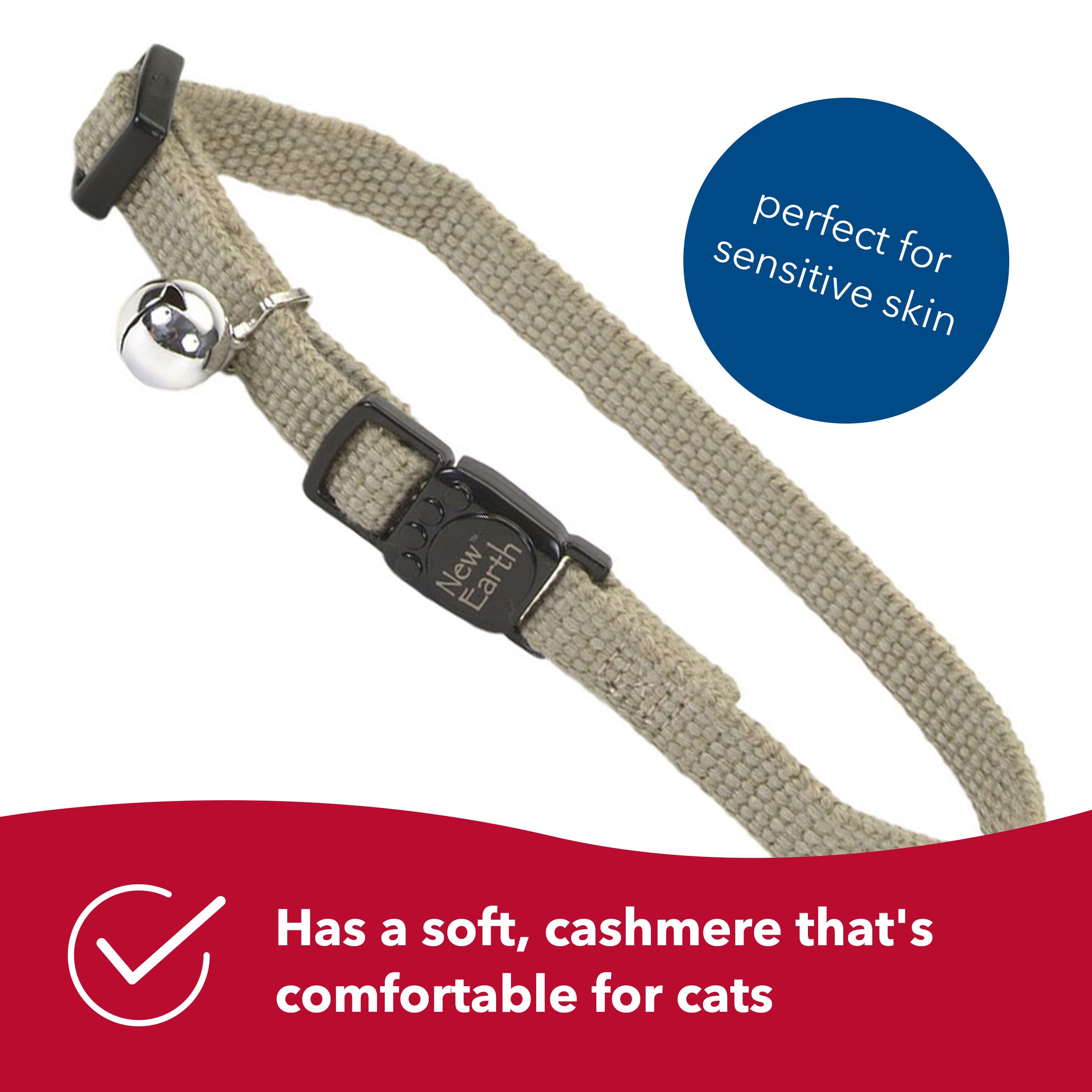 Coastal Pet New Earth Soy Adjustable Breakaway Cat Collar - Eco-Friendly, Odor-Resistant And Adjustable Cat Collar, Rose, 3/8' X 08'-12'