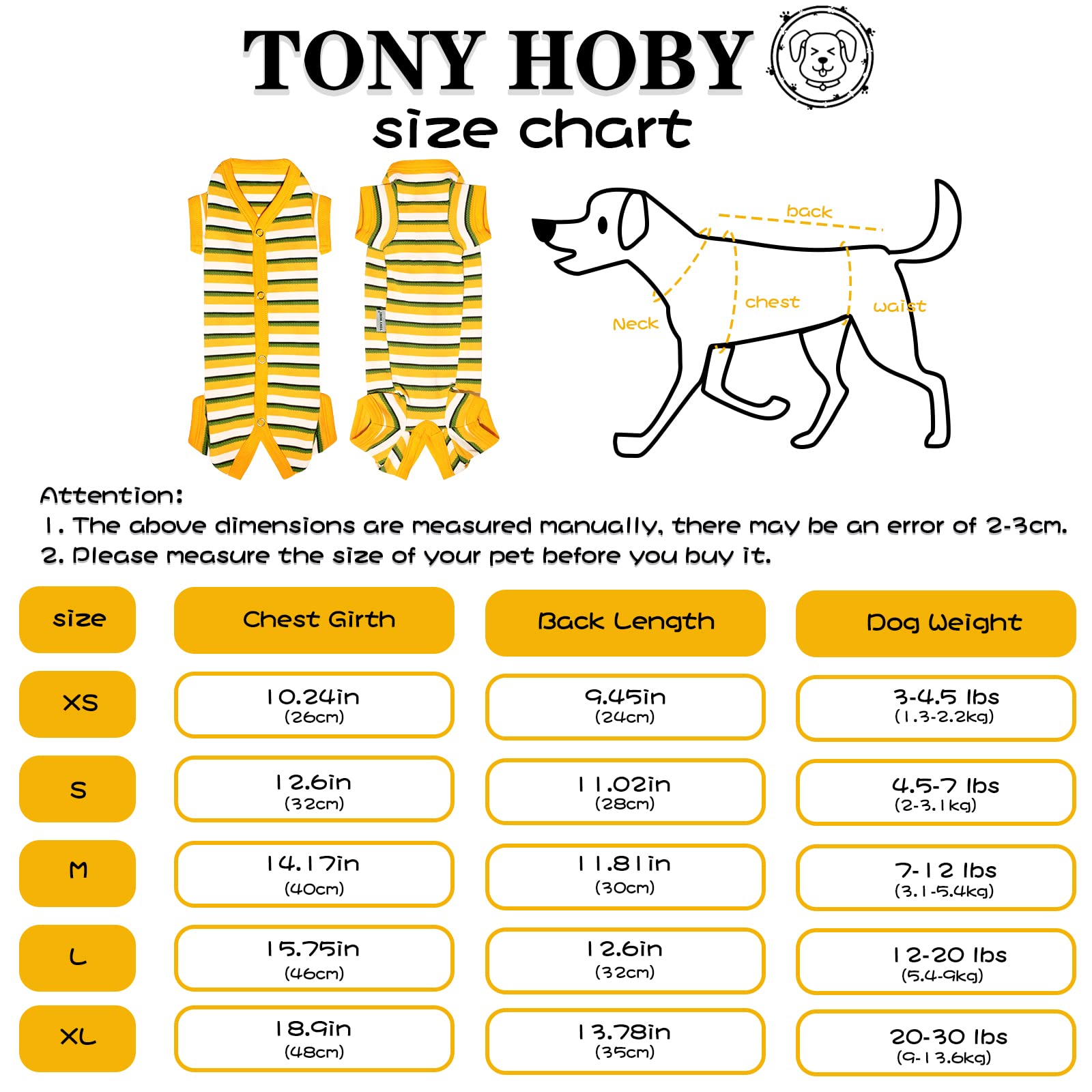 Tony Hoby Dog Pajamas, Dog Surgical Recovery Suit, Knitted Dog Shirt For Small Medium Dog (Yellow&Green, Girl, Xl)