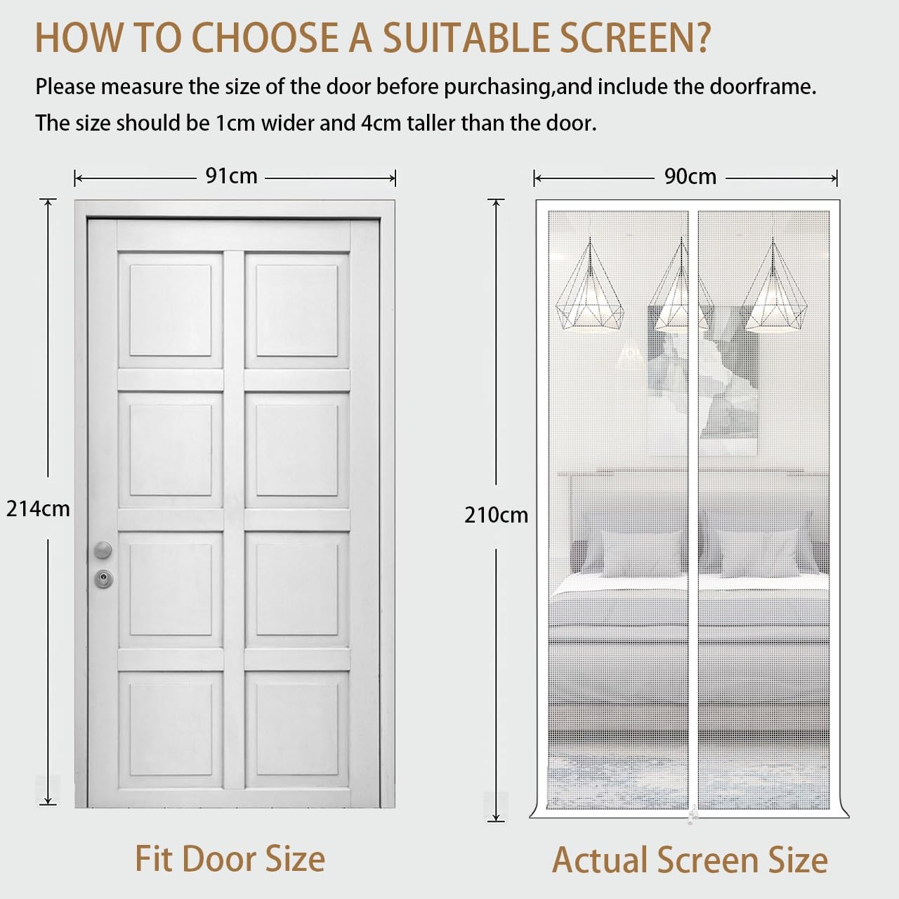 LAIJIANG Cat Screen Door - 51x87'' Reinforced Mesh, Zipper Closure, White, Alloy Steel, Model LAIJIANG 001, Pet Resistant
