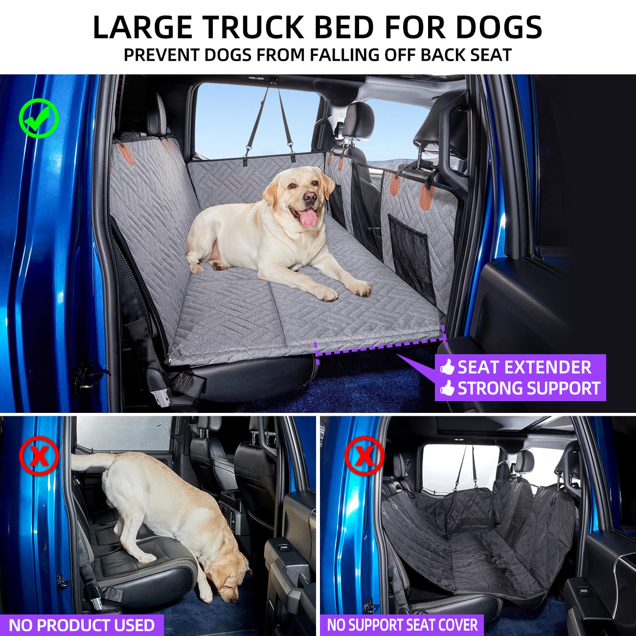 Tkyz Dog Back Seat Extender - Non Inflatable Car Bed Mattress Pet Seat Covers For Trucks (Gray)