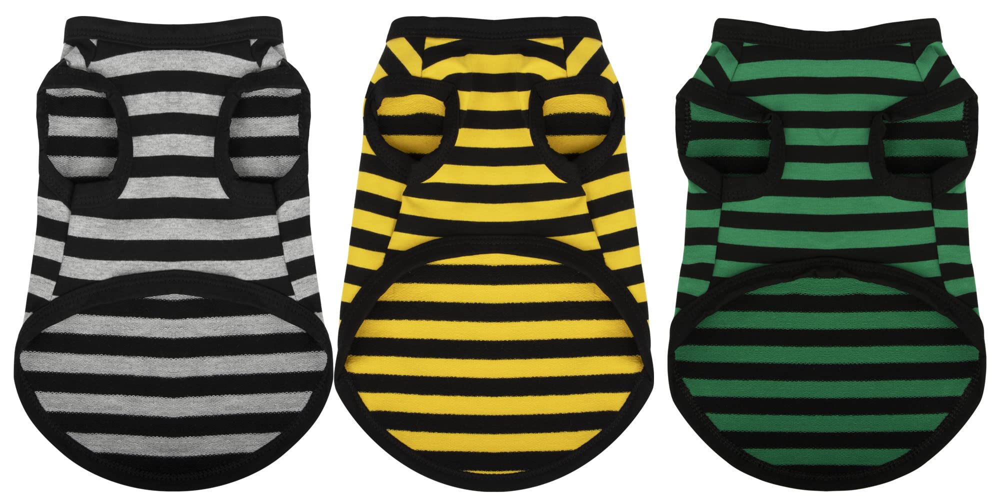 Paiaite 3 Pieces Dog Striped Shirt Dark Color Cotton Sleeveless Puppy Dog Shirts Breathable Pet Apparel Tank Top Colorful Puppy 