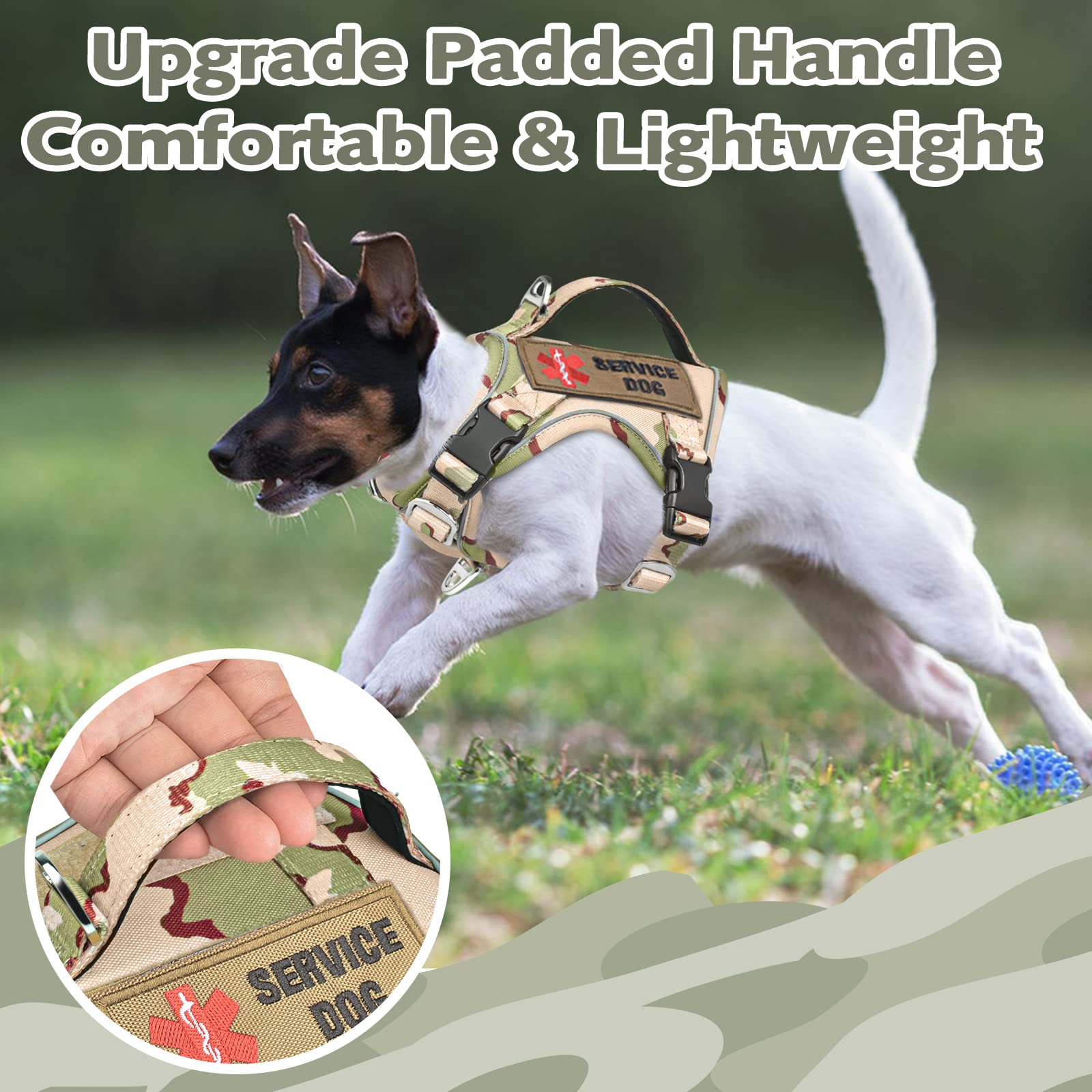 Tactical Small Dog Harness for Puppy, No Pull Military Service Dog Vest with Vertical Handle, Outdoor Training Small Puppy Vest