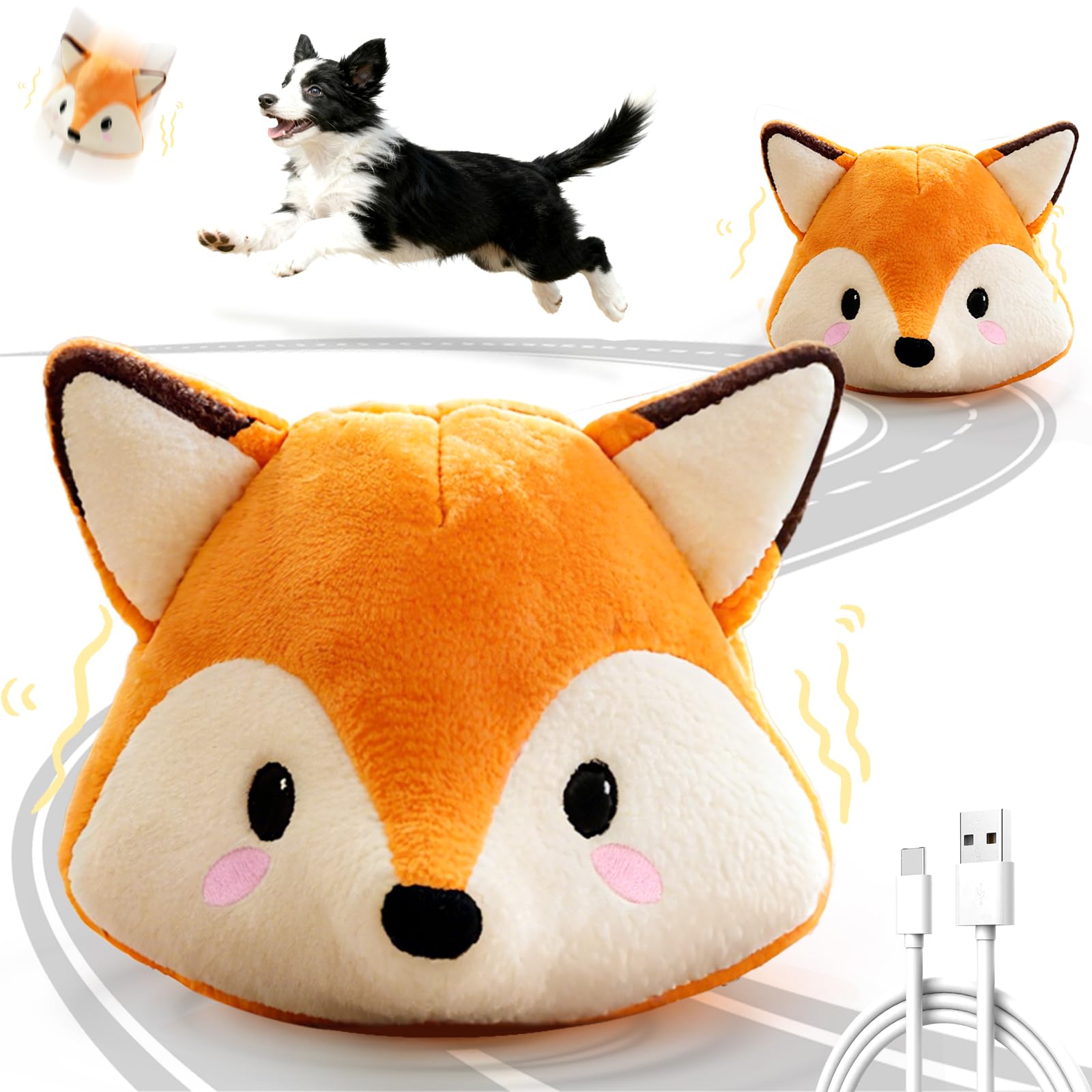 VYsTN Interactive Fox Puppy Toy for Boredom Relief - Automatic Self-Moving, Bouncing & Vibrating with Sound for Entertainment & 