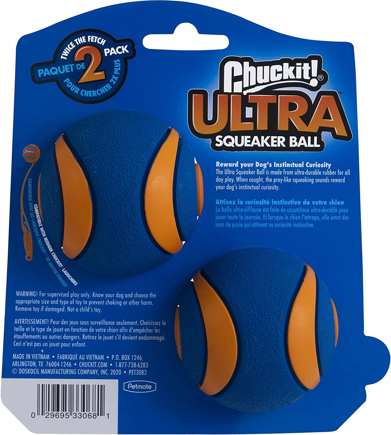 Chuckit! 6 Pack Of Ultra Squeaker Ball Dog Toys, Medium, Whistles When Thrown