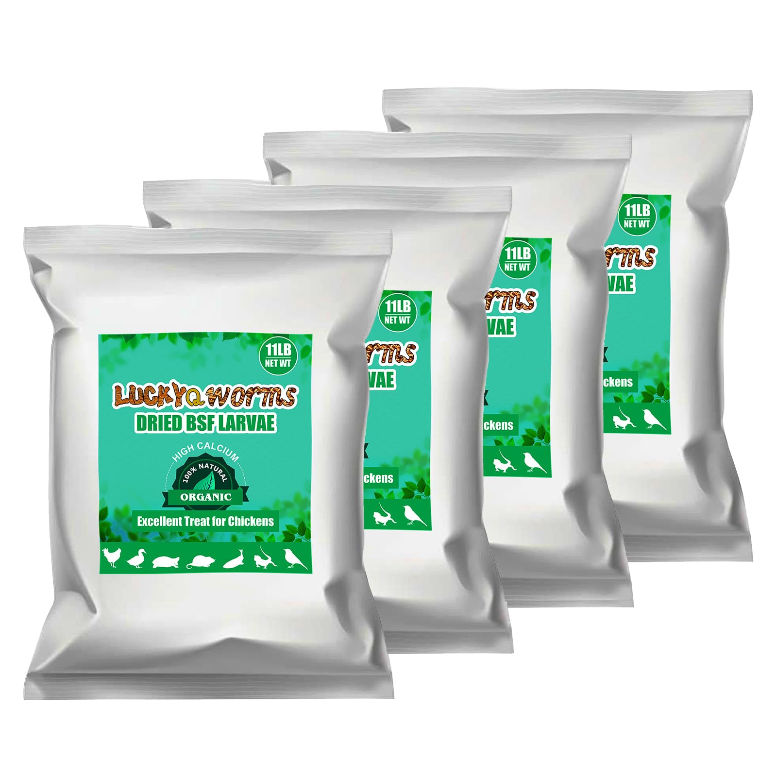 LuckyQworms Dried Black Solidier Fly Larvae 44LBS, 85X More Calcium Than Mealworms High-Protein BSF Larvae Chicken Treats Non-GM