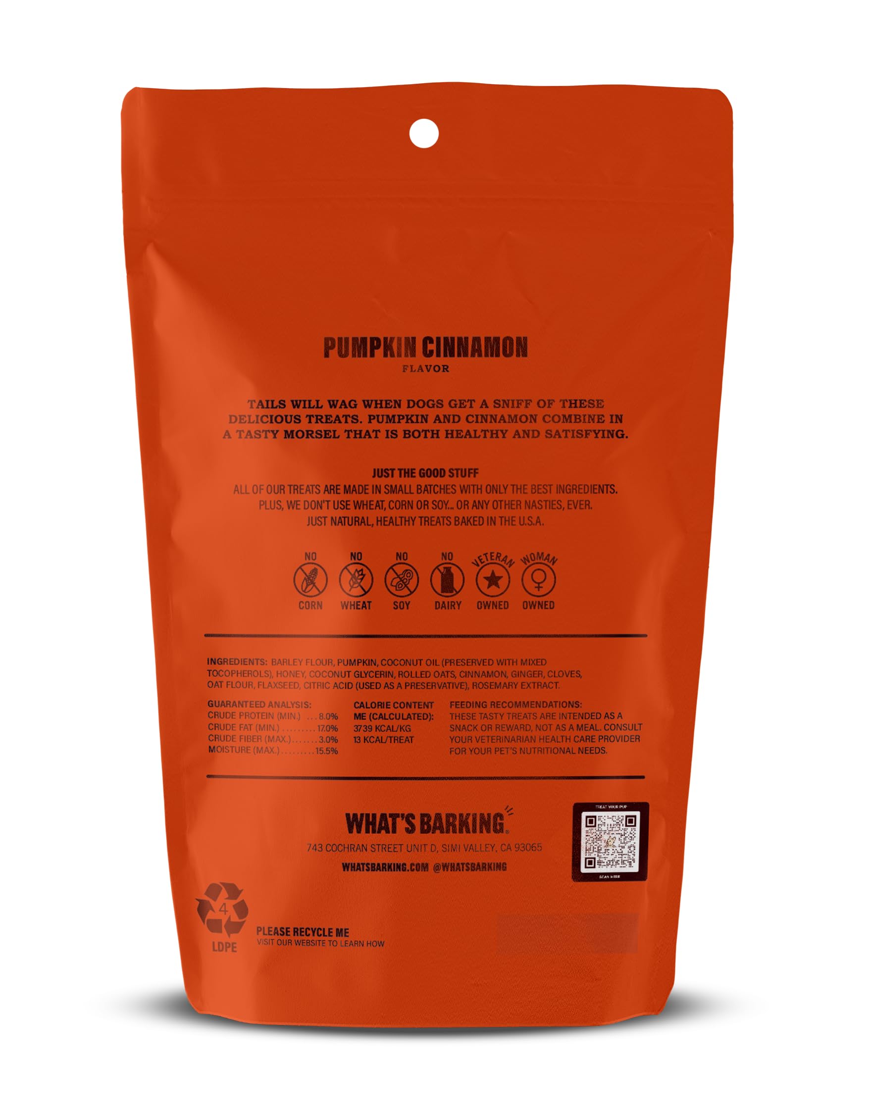 Whats Barking Soft Bites - Premium Dog Treats, Natural Ingredients, Made in The USA (6 oz, Pumpkin Cinnamon)