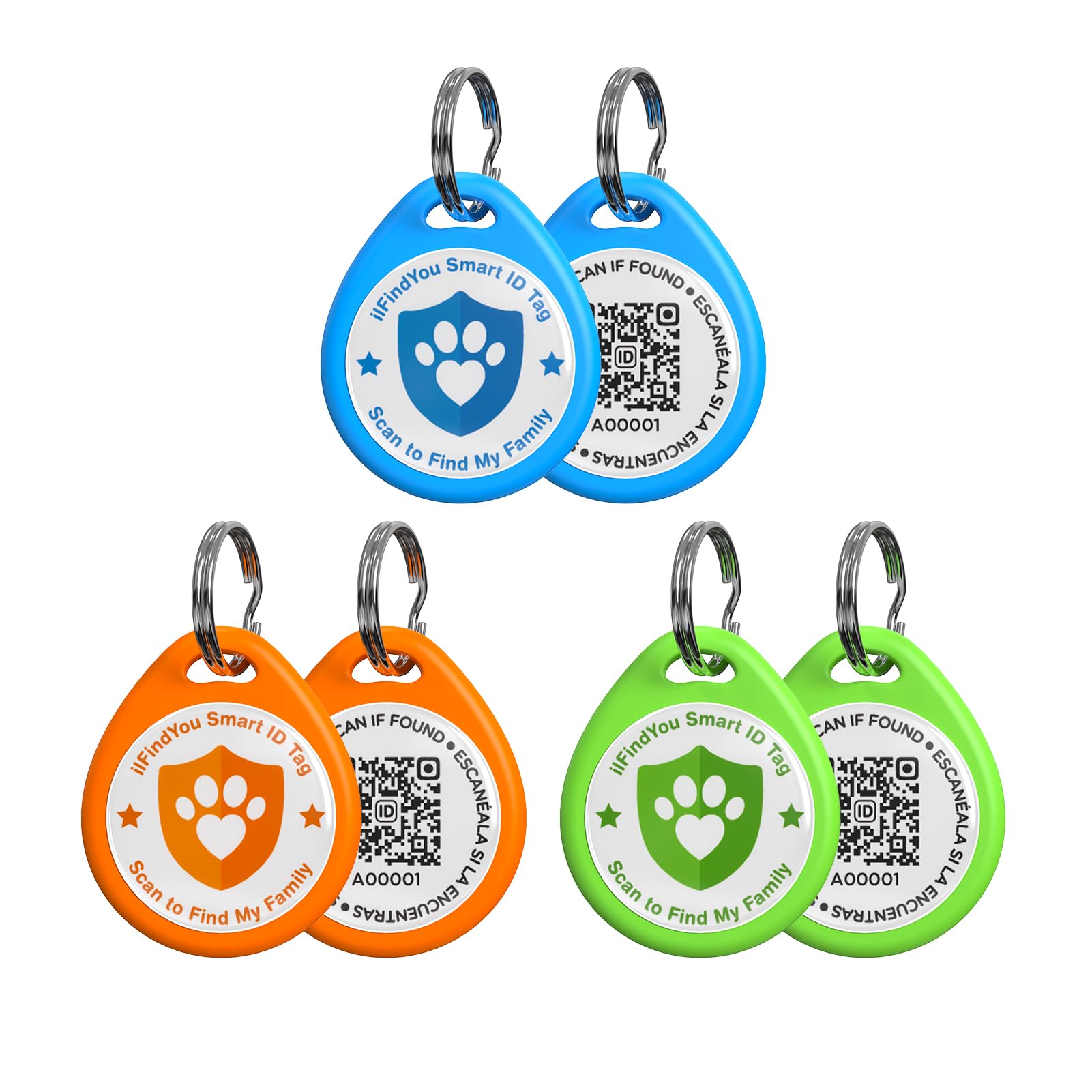 ilFindYou 3 Pack Cat Tags Personalized Small, QR Code Cat Name Tag for Cat Kitten Collar, Cat Tracker Scan Location Alerts, Blue