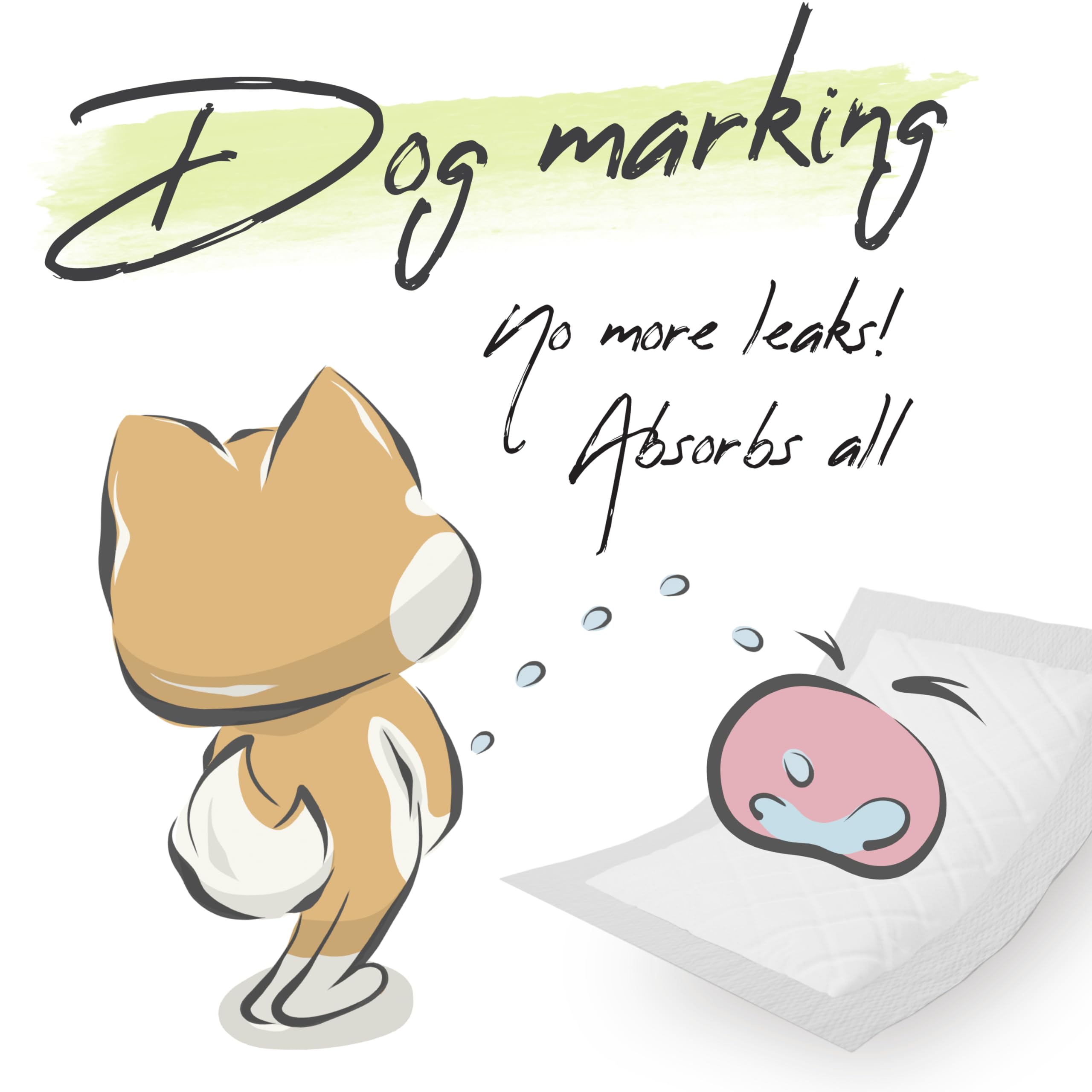 WICKEDPUP Dog Diaper Liners Booster Pads for Male and Female Dogs, 100ct | Disposable Diaper Inserts fit Most Reusable Pet Belly