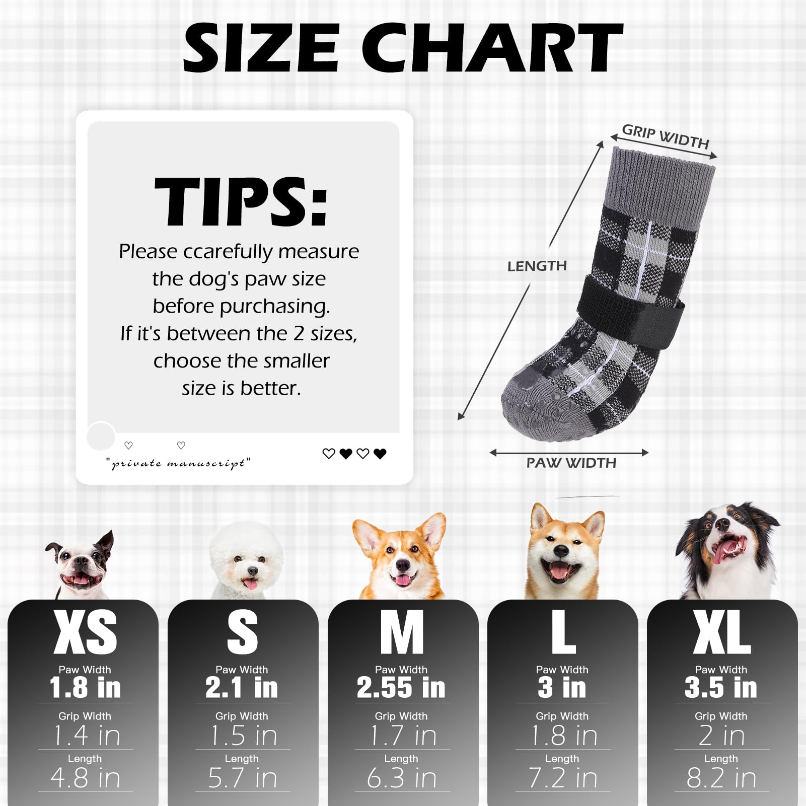Expawlorer Dog Socks To Prevent Licking Paws, 4 Pcs Double Sided Anti Slip Dog Socks With Grippers, Dog Shoes Grips For Hardwood