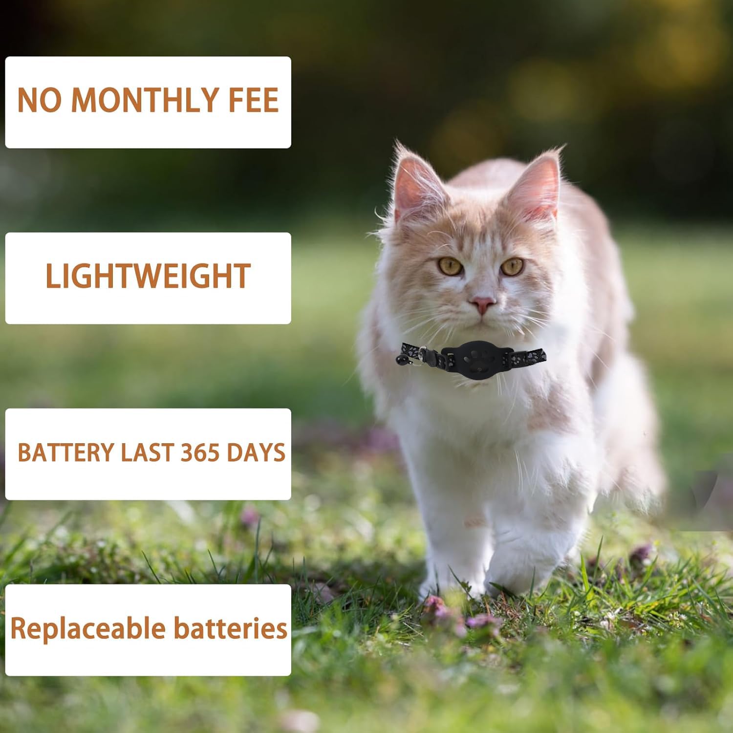 EGLANCLIFM Cat Tracker GPS Collar - Waterproof Pet Locator, Compatible with Apple Find My, No Monthly Fee, Ideal for Cats of All Sizes
